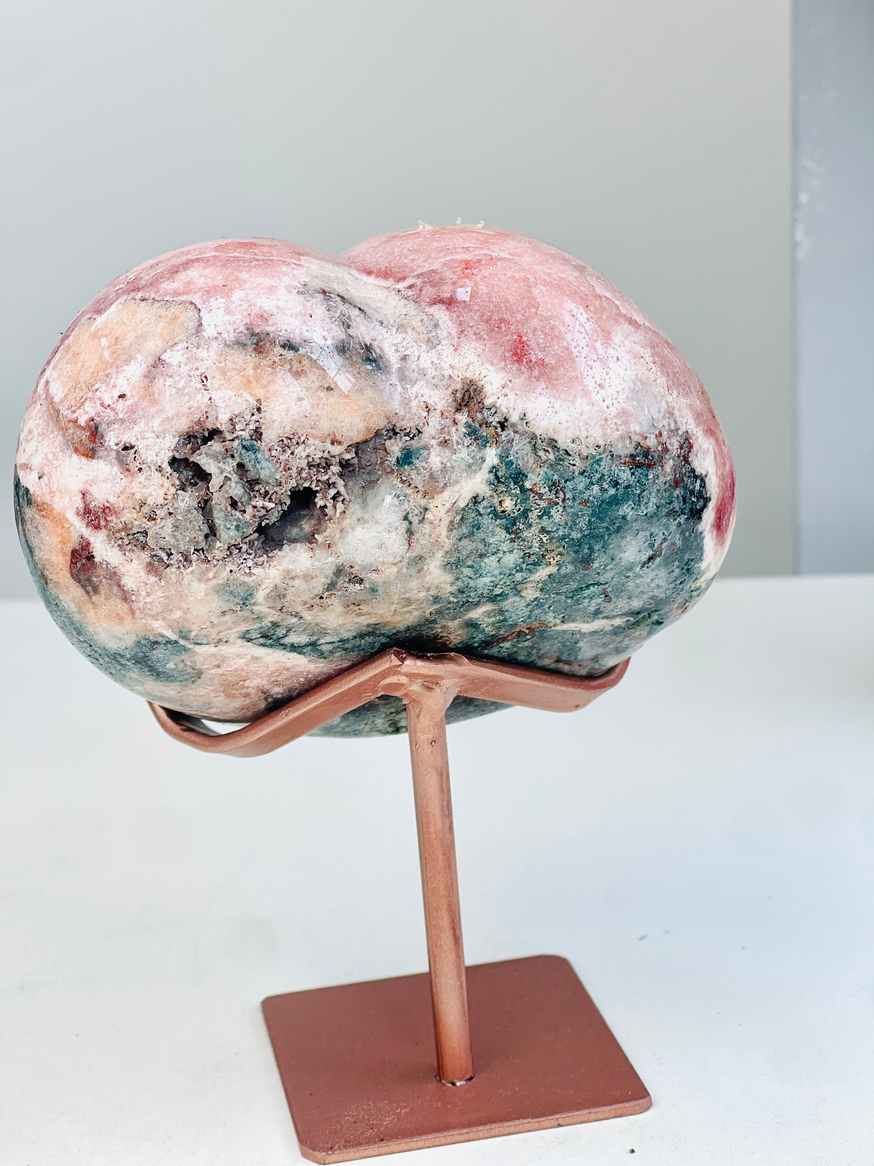 Pink Amethyst Druzy Heart on Bespoke Stand | Million Years Crystal