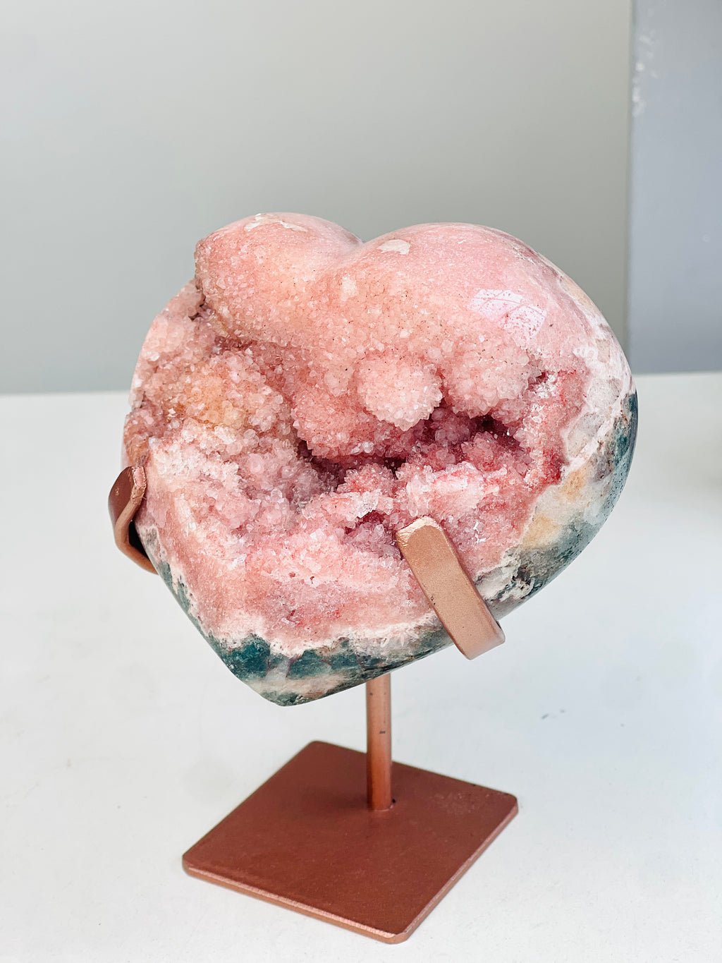 Pink Amethyst Druzy Heart on Bespoke Stand | Million Years Crystal