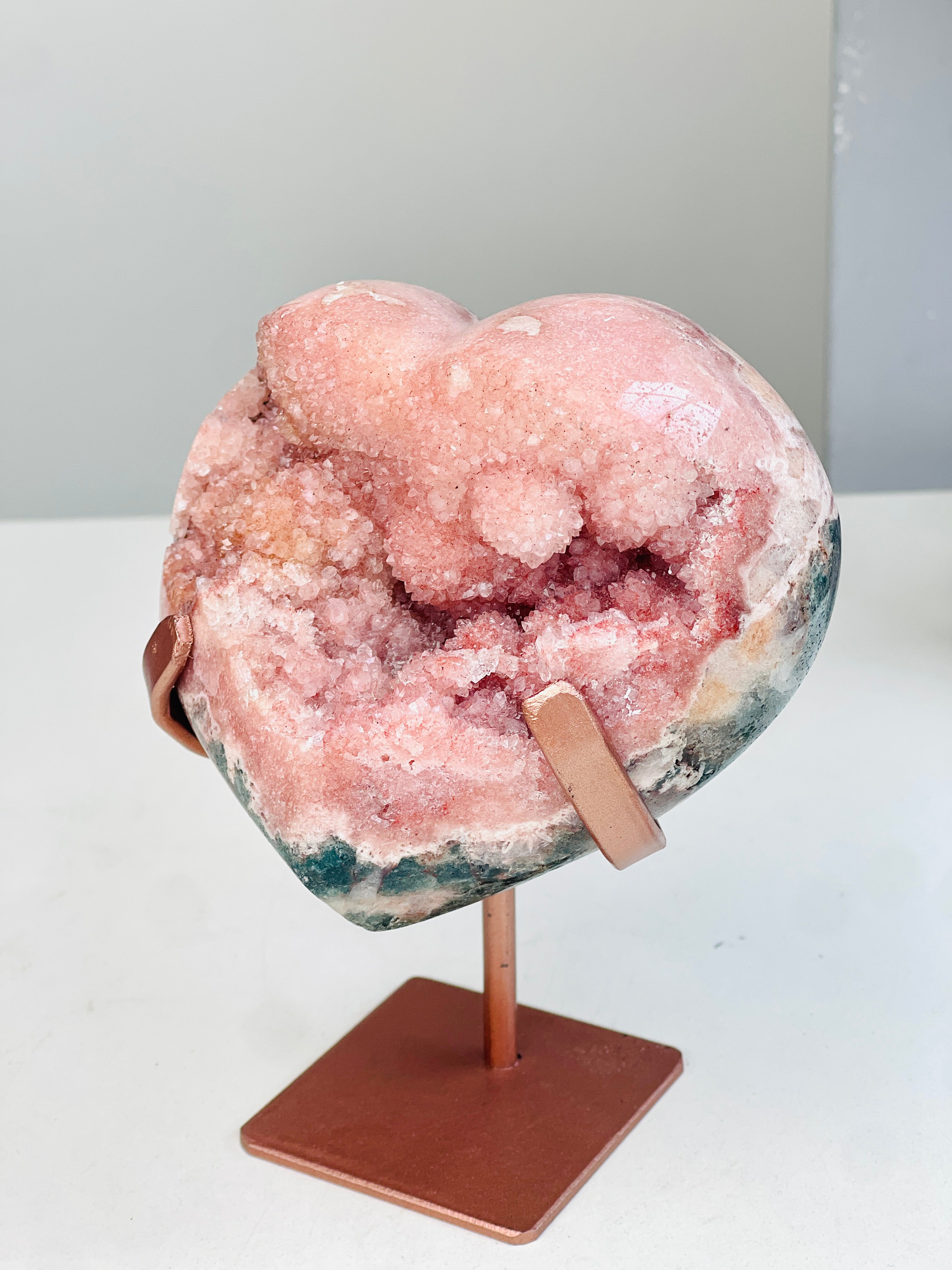 Pink Amethyst Druzy Heart on Bespoke Stand | Million Years Crystal