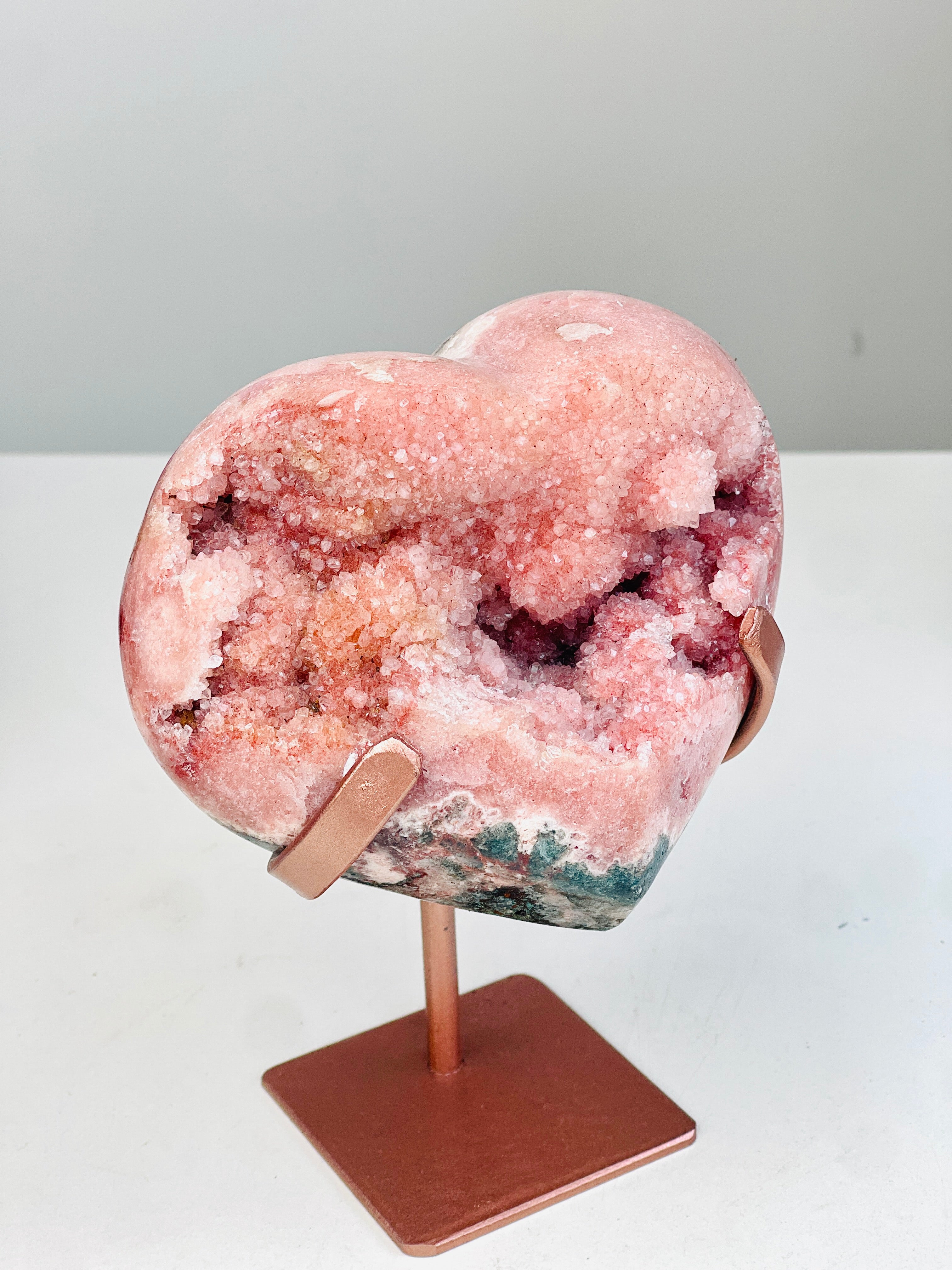 Pink Amethyst Druzy Heart on Bespoke Stand | Million Years Crystal