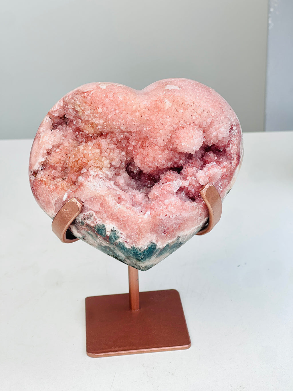 Pink Amethyst Druzy Heart on Bespoke Stand | Million Years Crystal