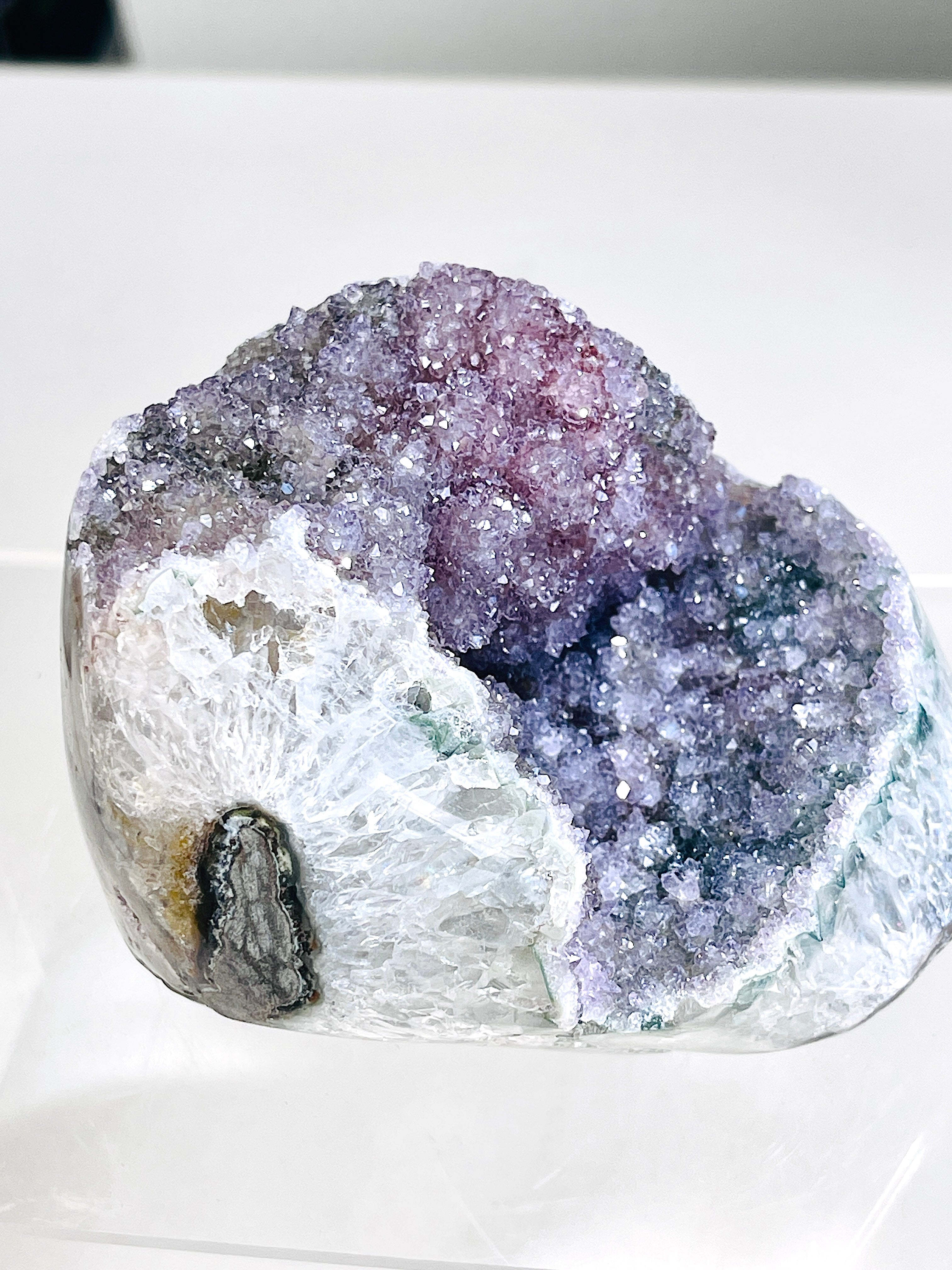 Rainbow Sugar Druzy Amethyst Geode | Self-Standing Crystal
