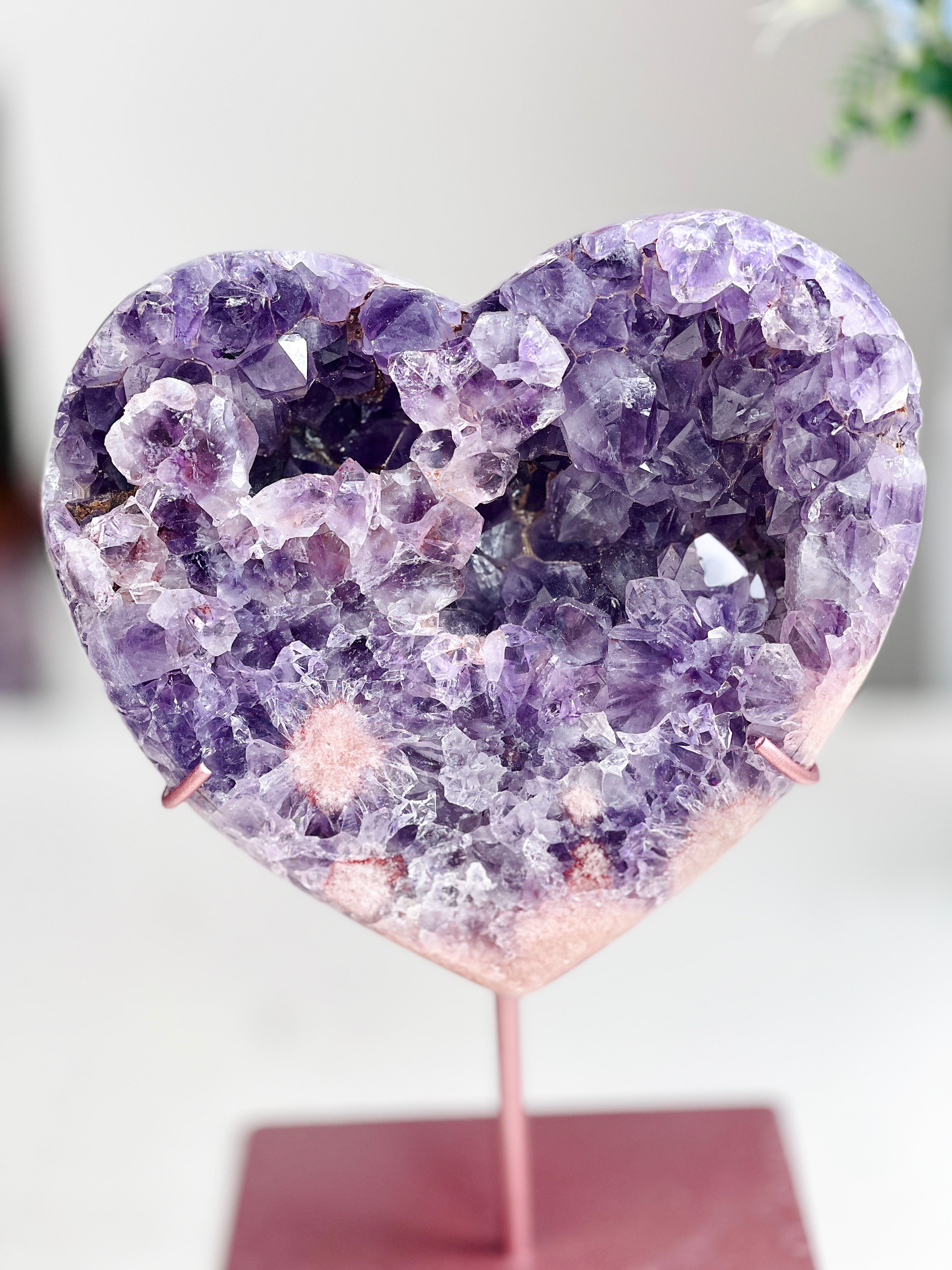 Pink Amethyst Druzy Heart – Natural Healing Crystal for Meditation & Home Decor
