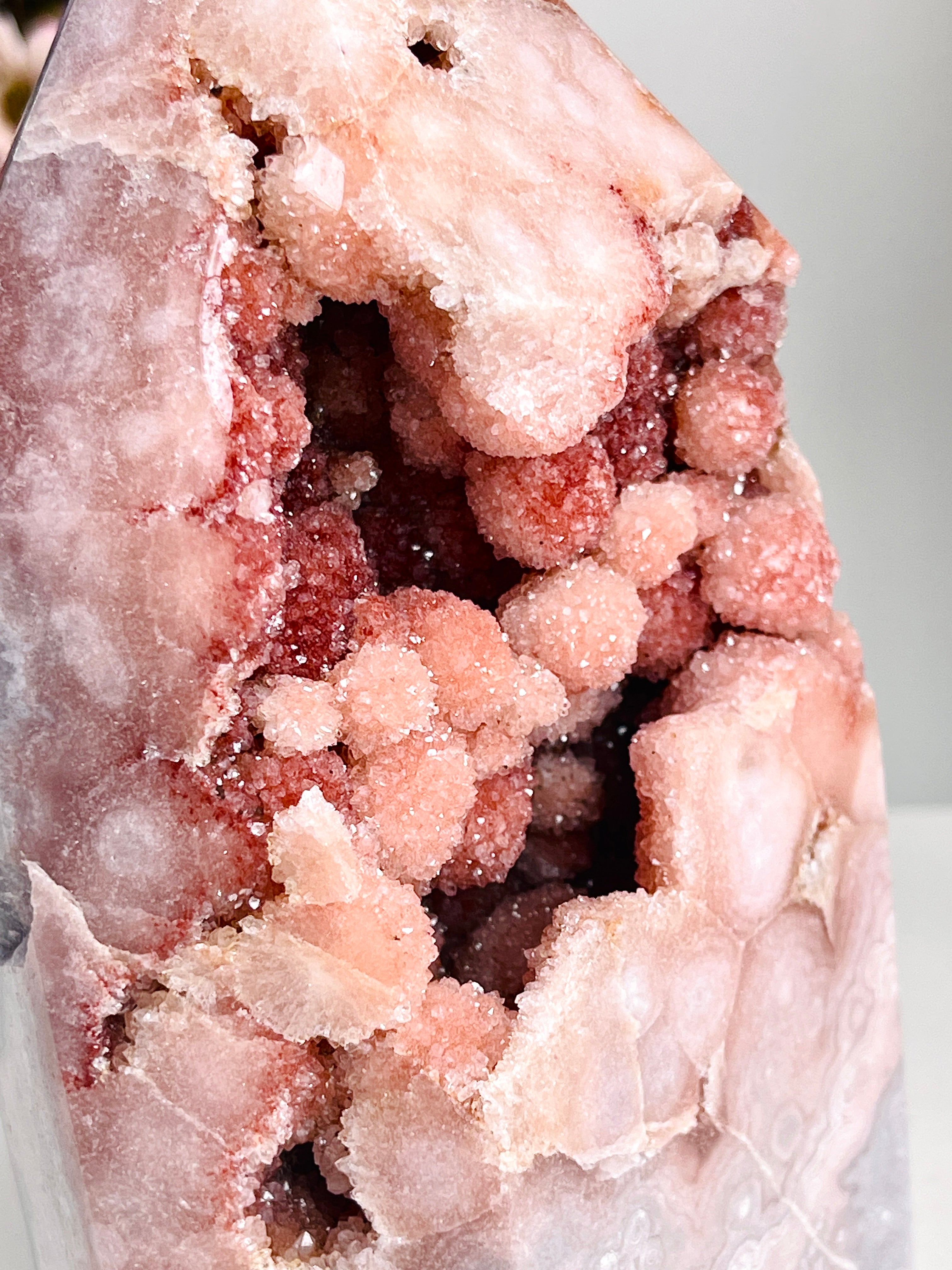 XXL Pink Amethyst Tower with Sparkling Druzy – 2.4kg Statement Crystal | Million Years Crystal