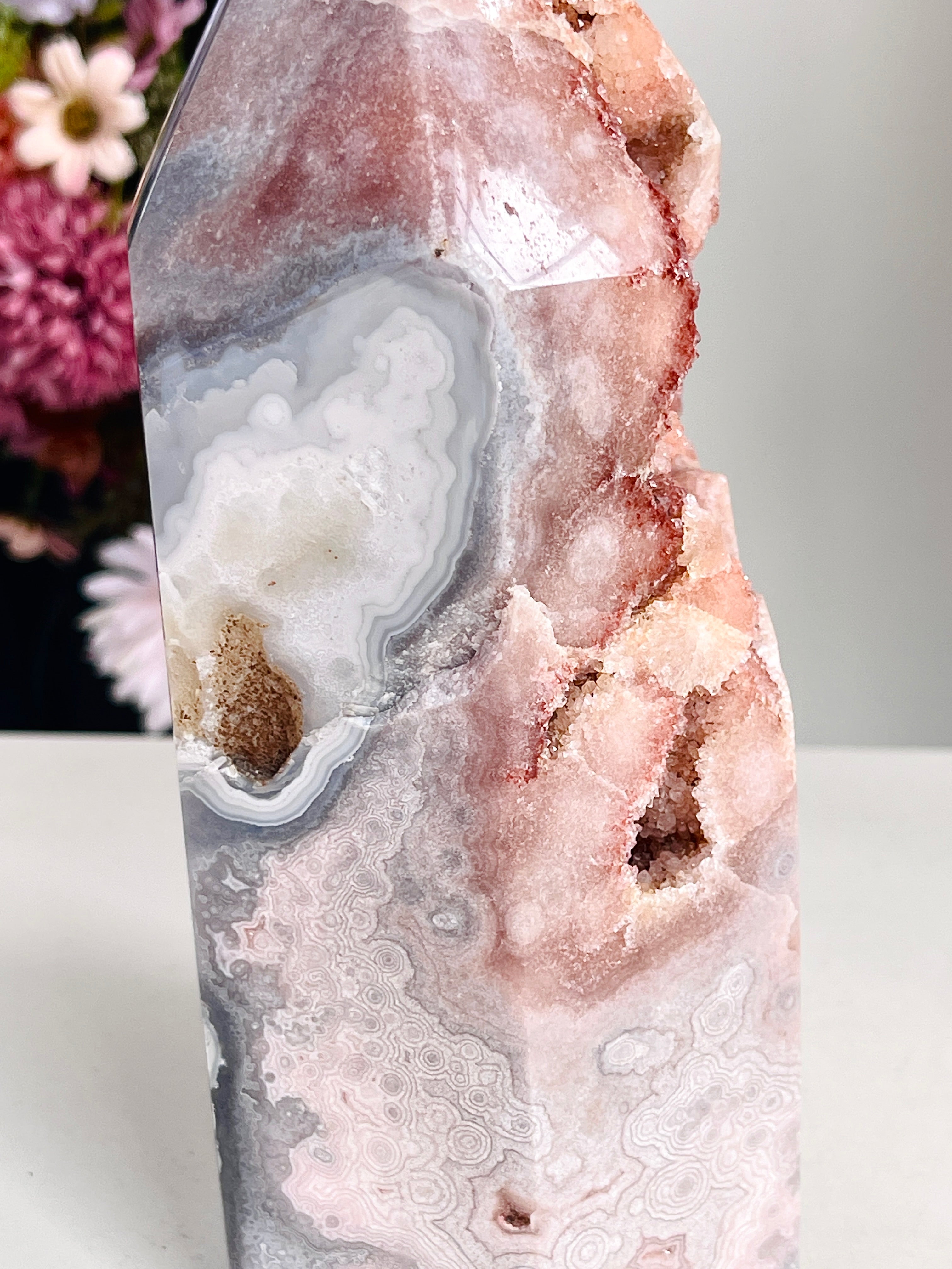 XXL Pink Amethyst Tower with Sparkling Druzy – 2.4kg Statement Crystal | Million Years Crystal