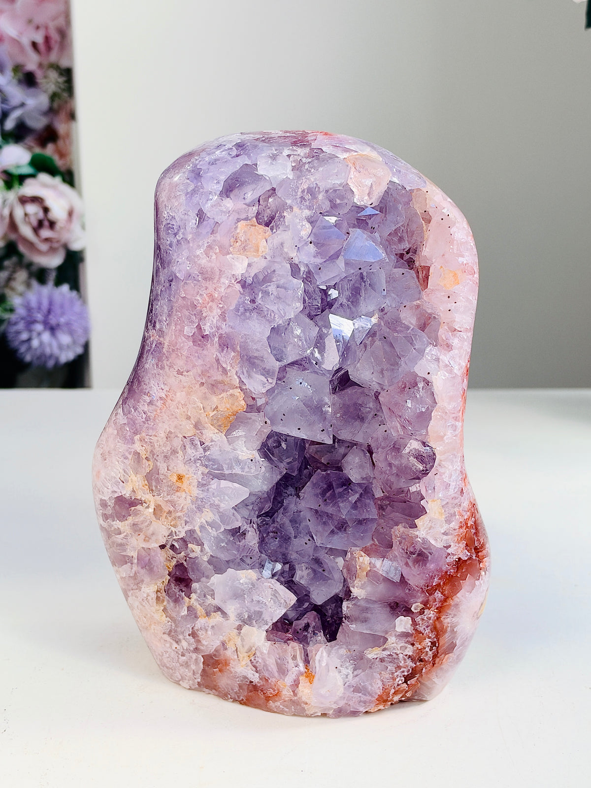 Brazilian Pink Amethyst Freeform with Lilac Crystal Points, 3.053 kg