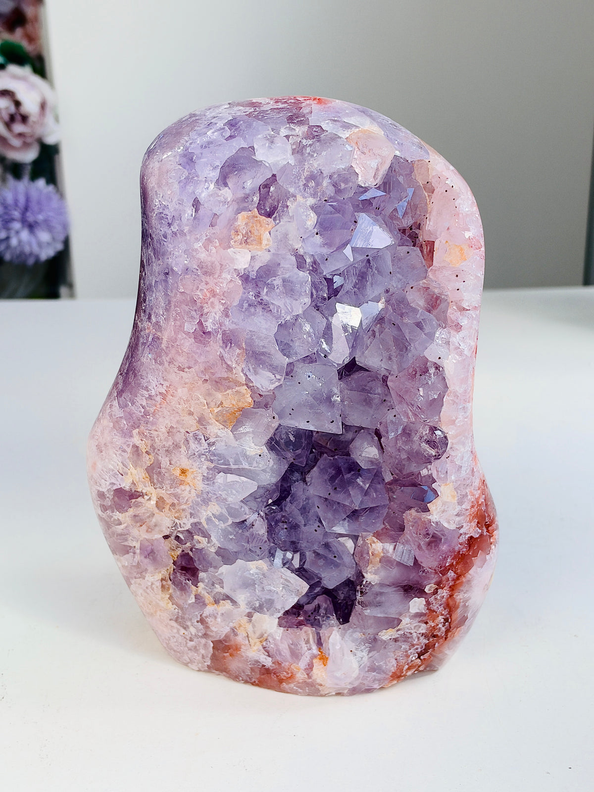 Brazilian Pink Amethyst Freeform with Lilac Crystal Points, 3.053 kg
