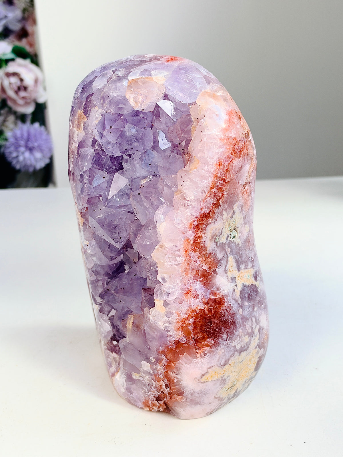 Brazilian Pink Amethyst Freeform with Lilac Crystal Points, 3.053 kg
