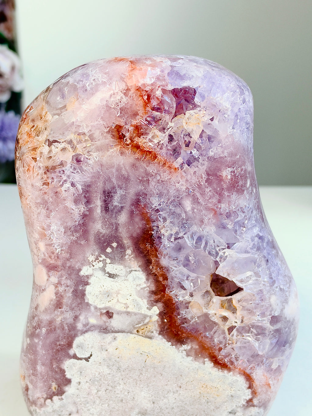 Brazilian Pink Amethyst Freeform with Lilac Crystal Points, 3.053 kg