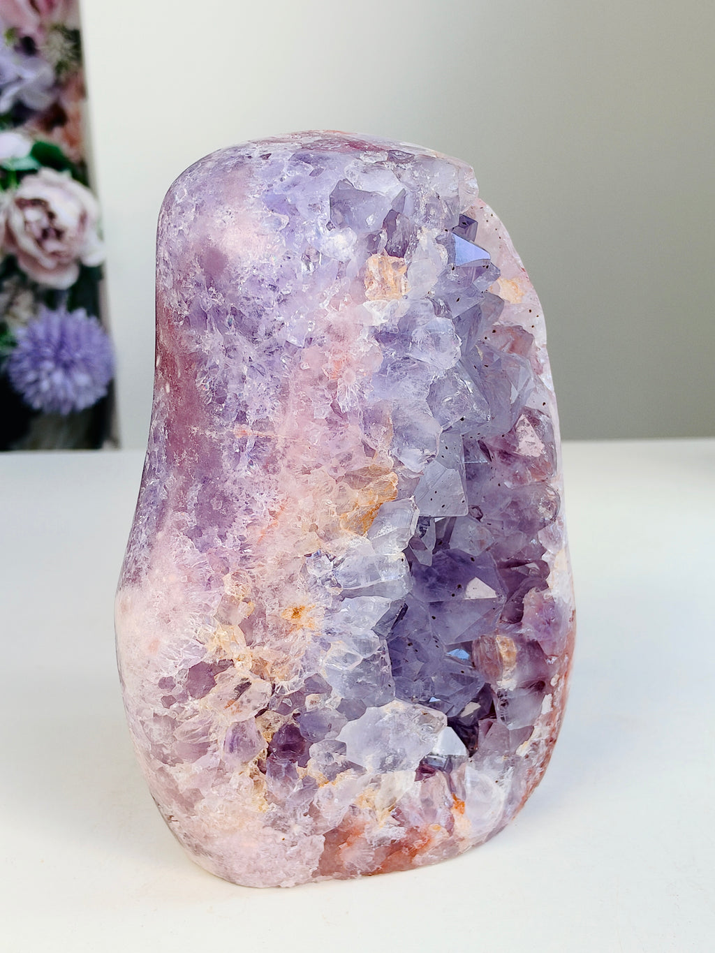 Brazilian Pink Amethyst Freeform with Lilac Crystal Points, 3.053 kg