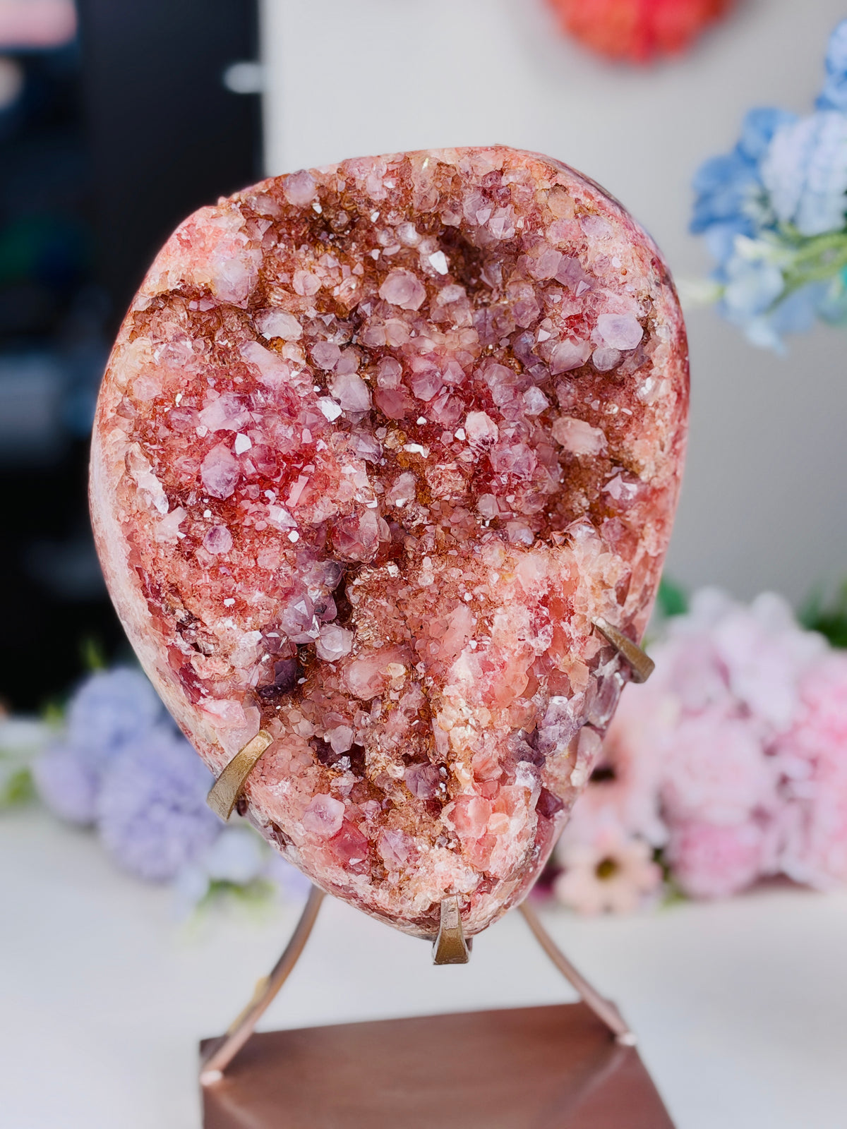 Large Brazilian Pink Amethyst Geode with Stand, 6.11 kg