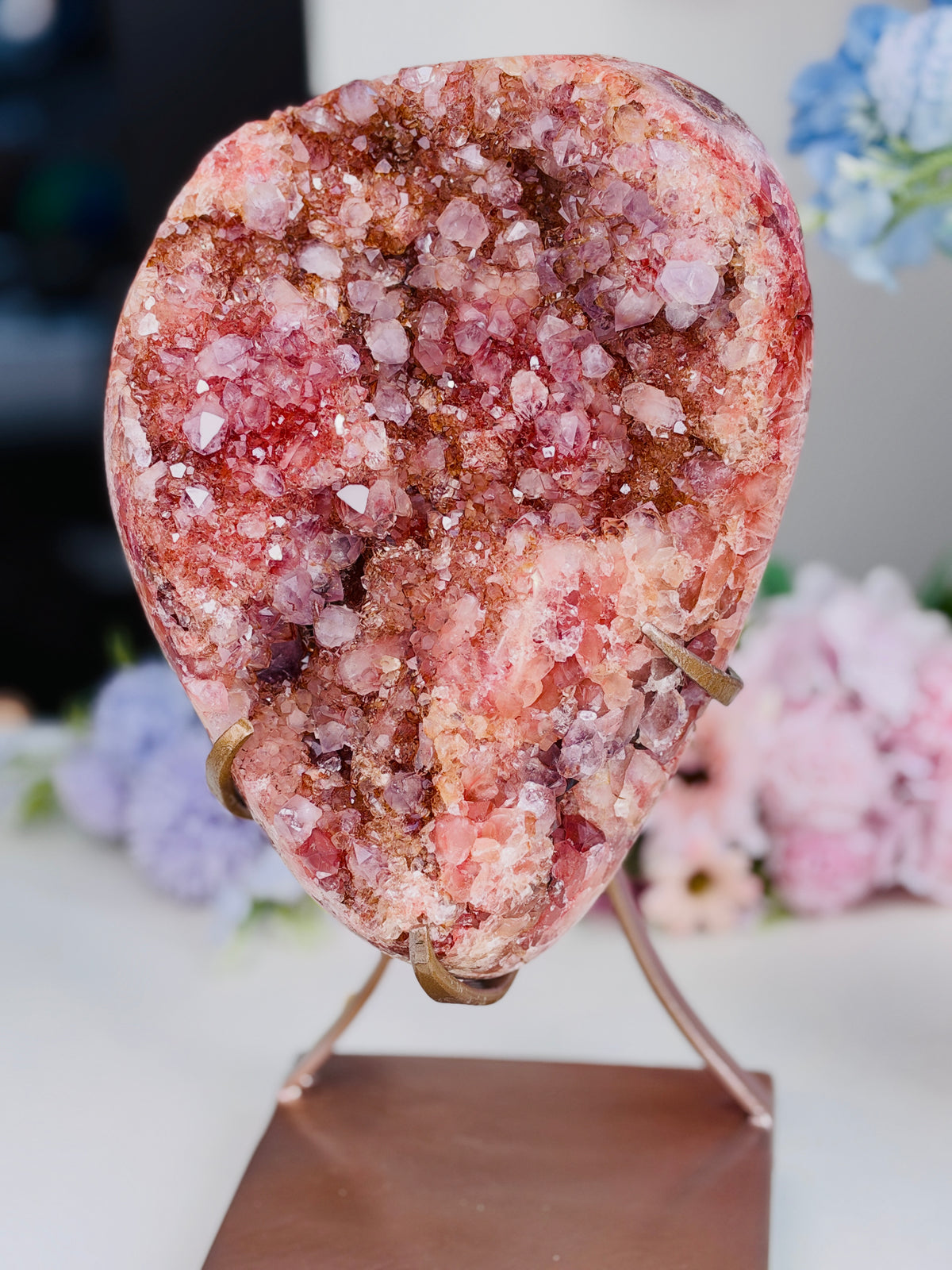 Large Brazilian Pink Amethyst Geode with Stand, 6.11 kg