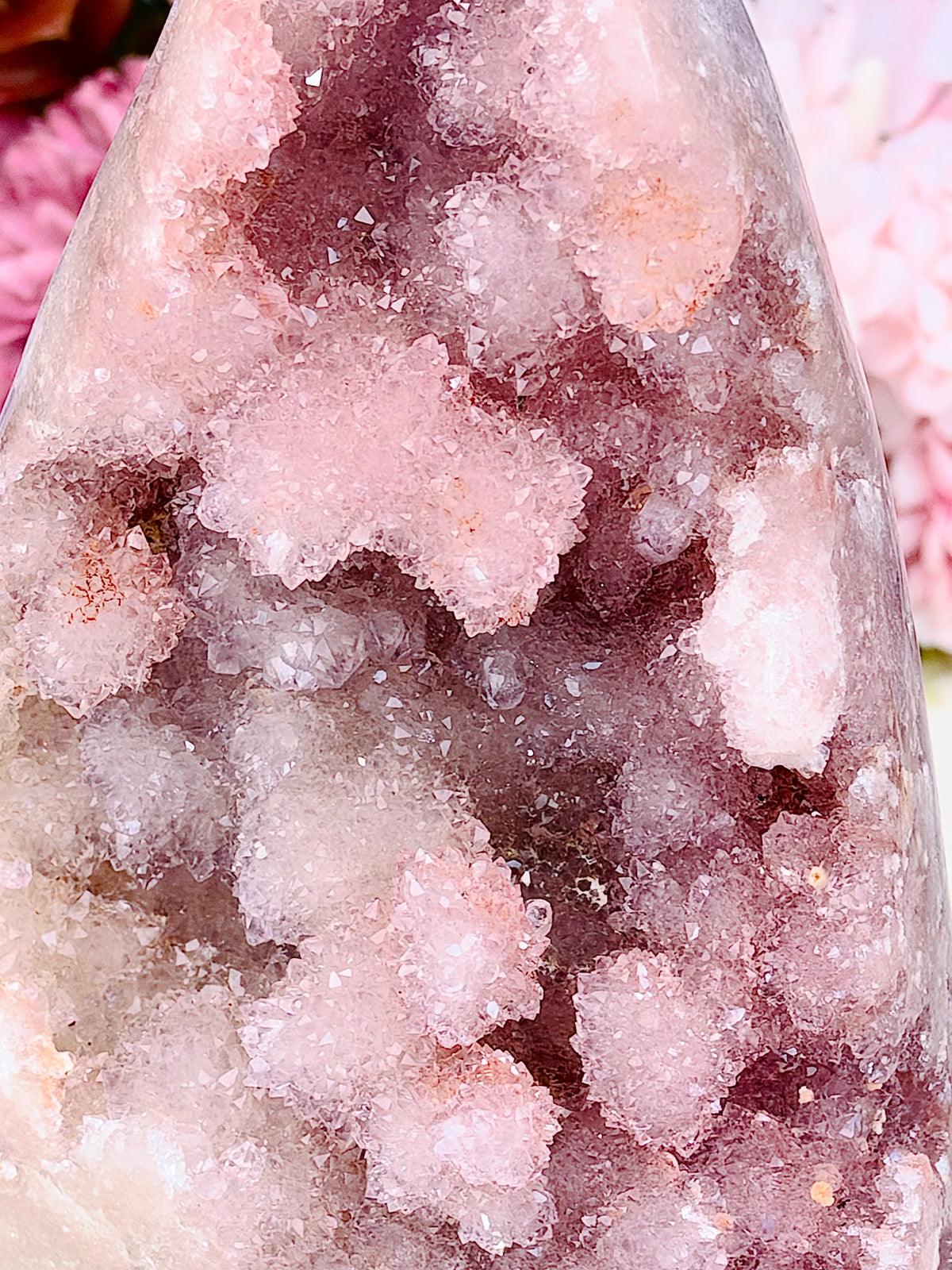 Super Sparkling Pink Amethyst Druzy Flame