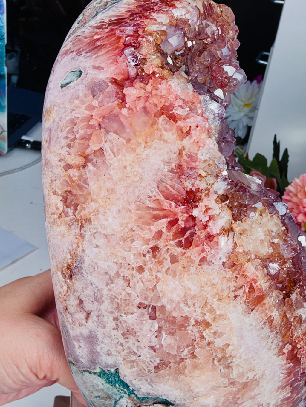 Large Brazilian Pink Amethyst Geode with Stand, 6.11 kg