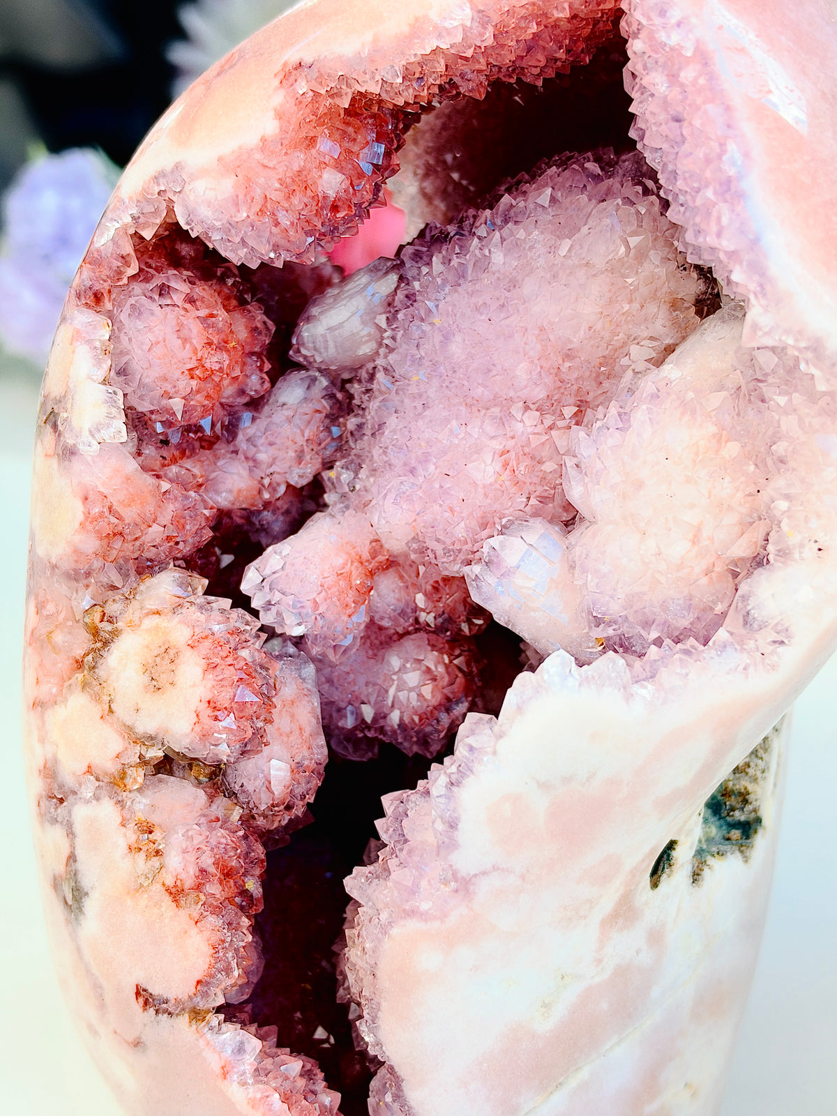 Large Pink Amethyst Geode on Stand, 6.11kg Brazilian Druzy Freeform