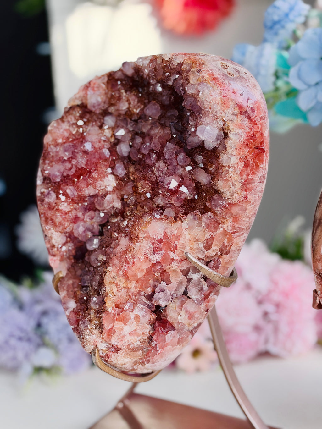 Large Brazilian Pink Amethyst Geode with Stand, 6.11 kg