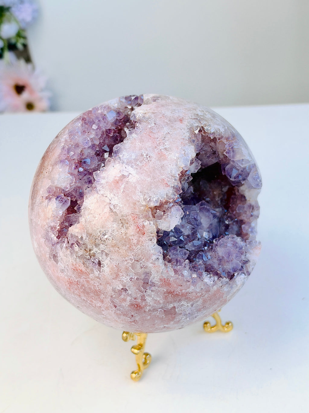 Brazilian Pink Amethyst Druzy Sphere, 121 mm