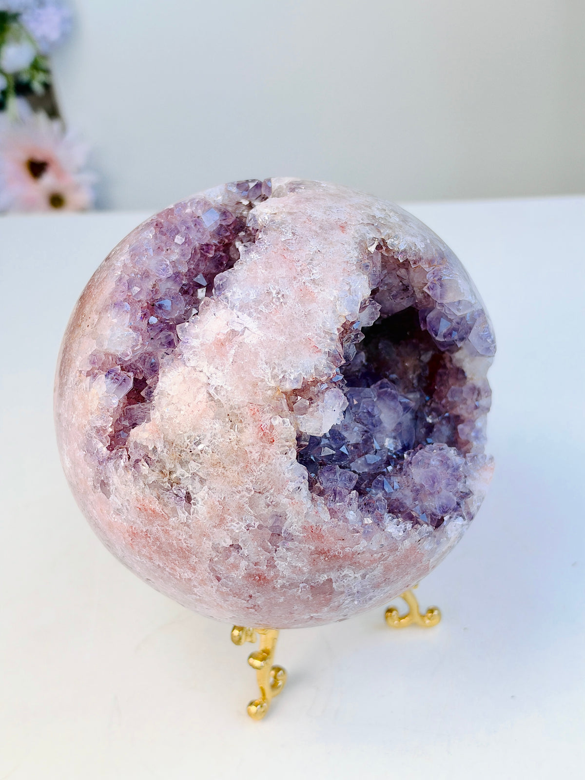 Brazilian Pink Amethyst Druzy Sphere, 121 mm