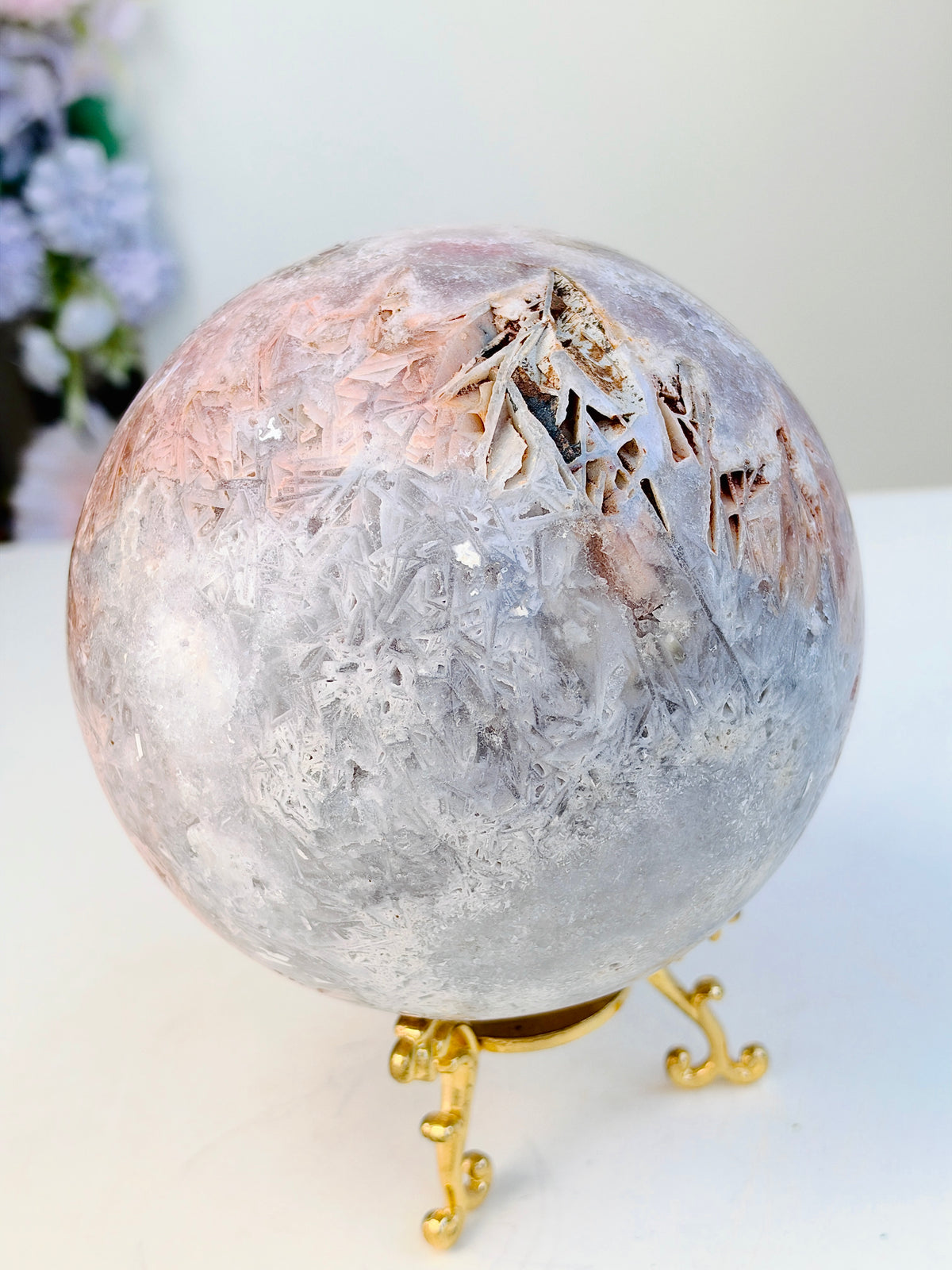 Brazilian Pink Amethyst Druzy Sphere, 121 mm
