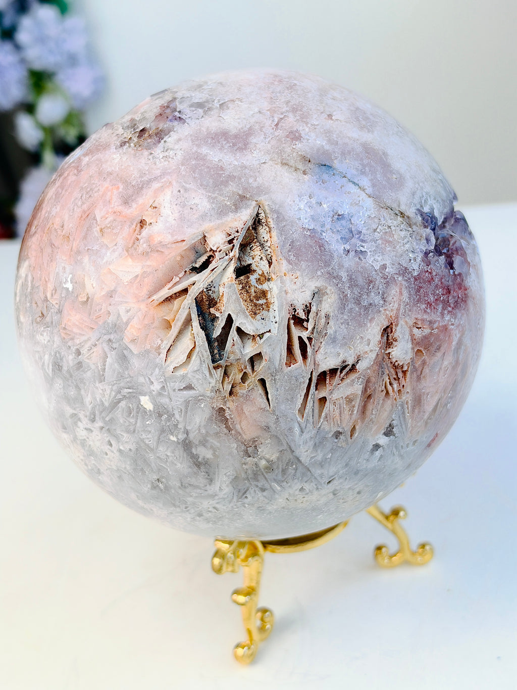 Brazilian Pink Amethyst Druzy Sphere, 121 mm