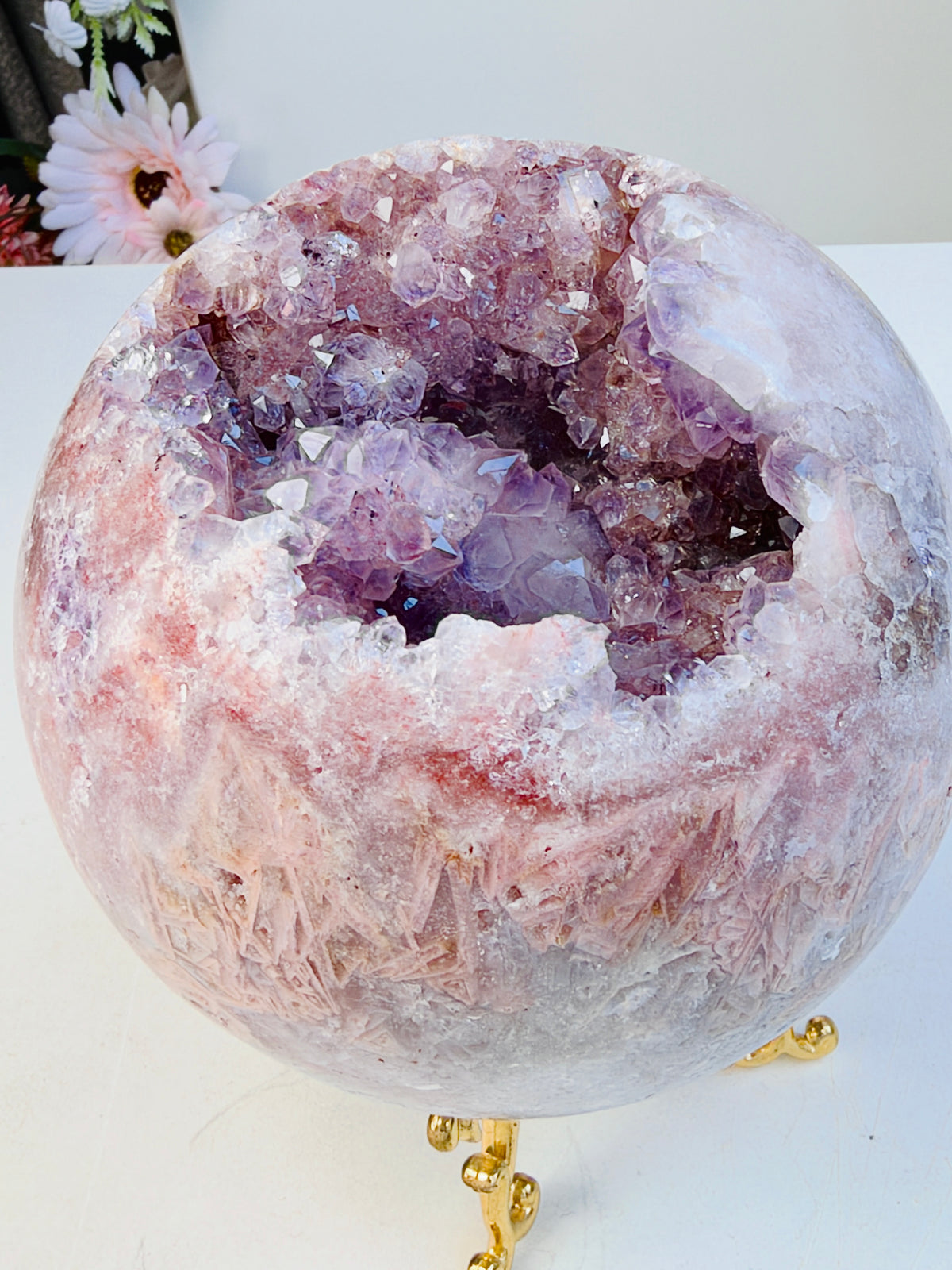 Brazilian Pink Amethyst Druzy Sphere, 121 mm