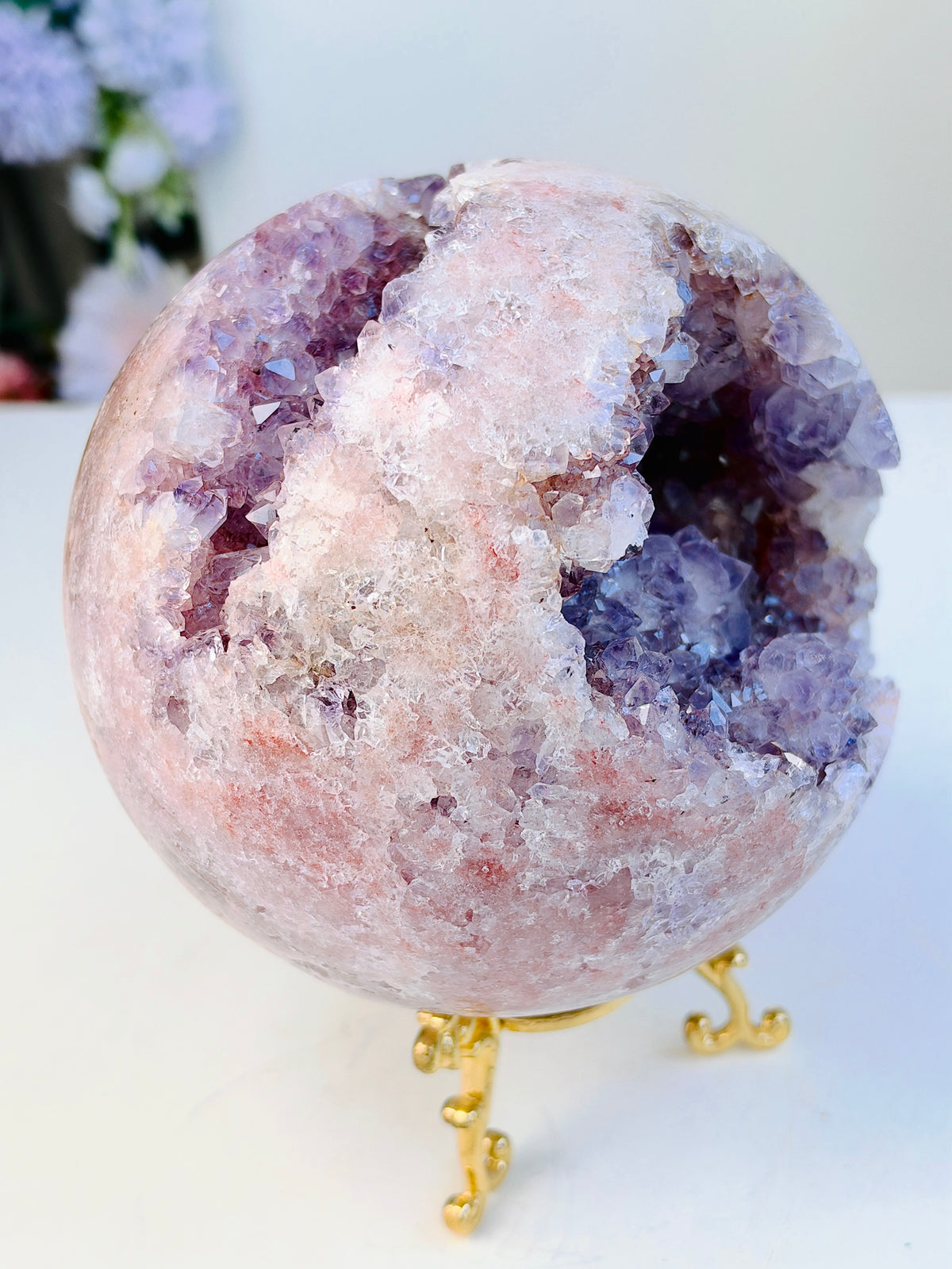 Brazilian Pink Amethyst Druzy Sphere, 121 mm