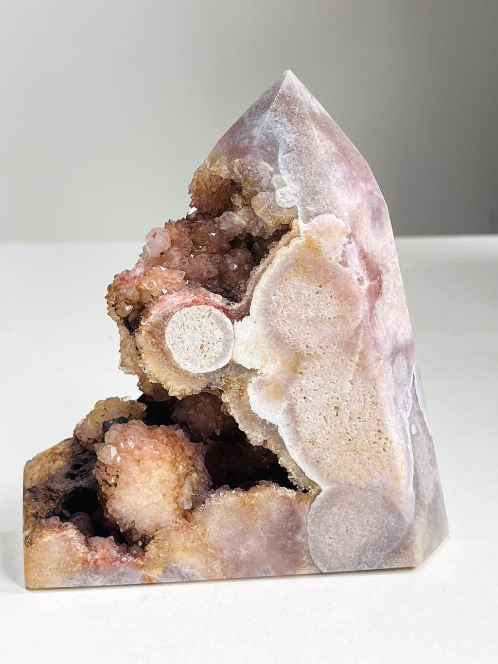 Pink Amethyst Tower with Iron Inclusions, 467 g