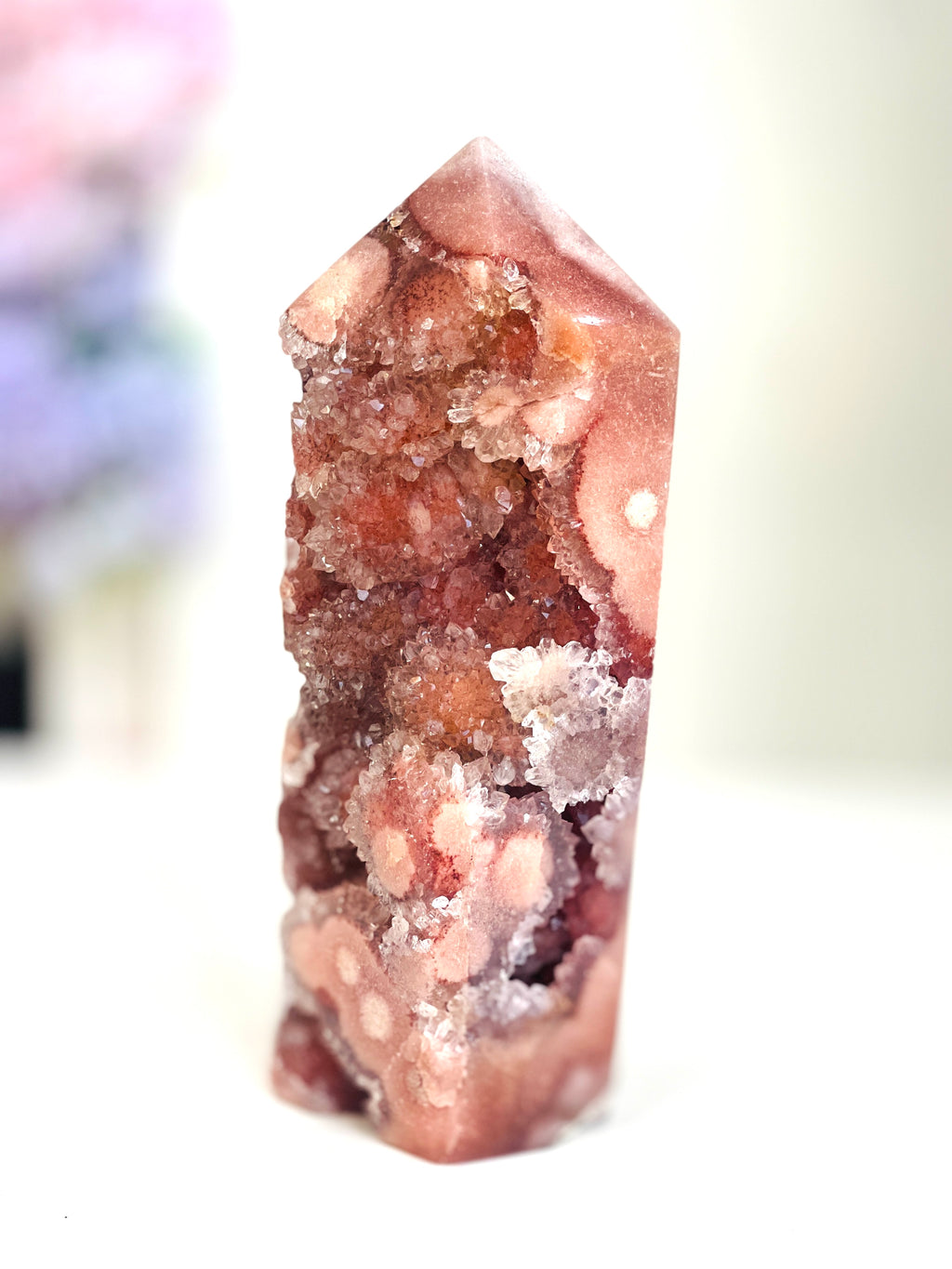 Brazilian Pink Amethyst Druzy Tower, 1.119 kg