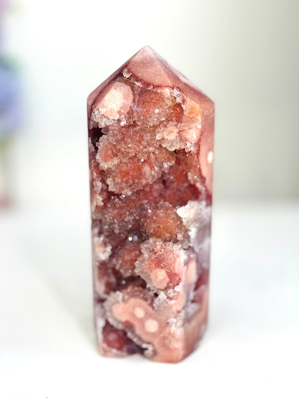 Brazilian Pink Amethyst Druzy Tower, 1.119 kg