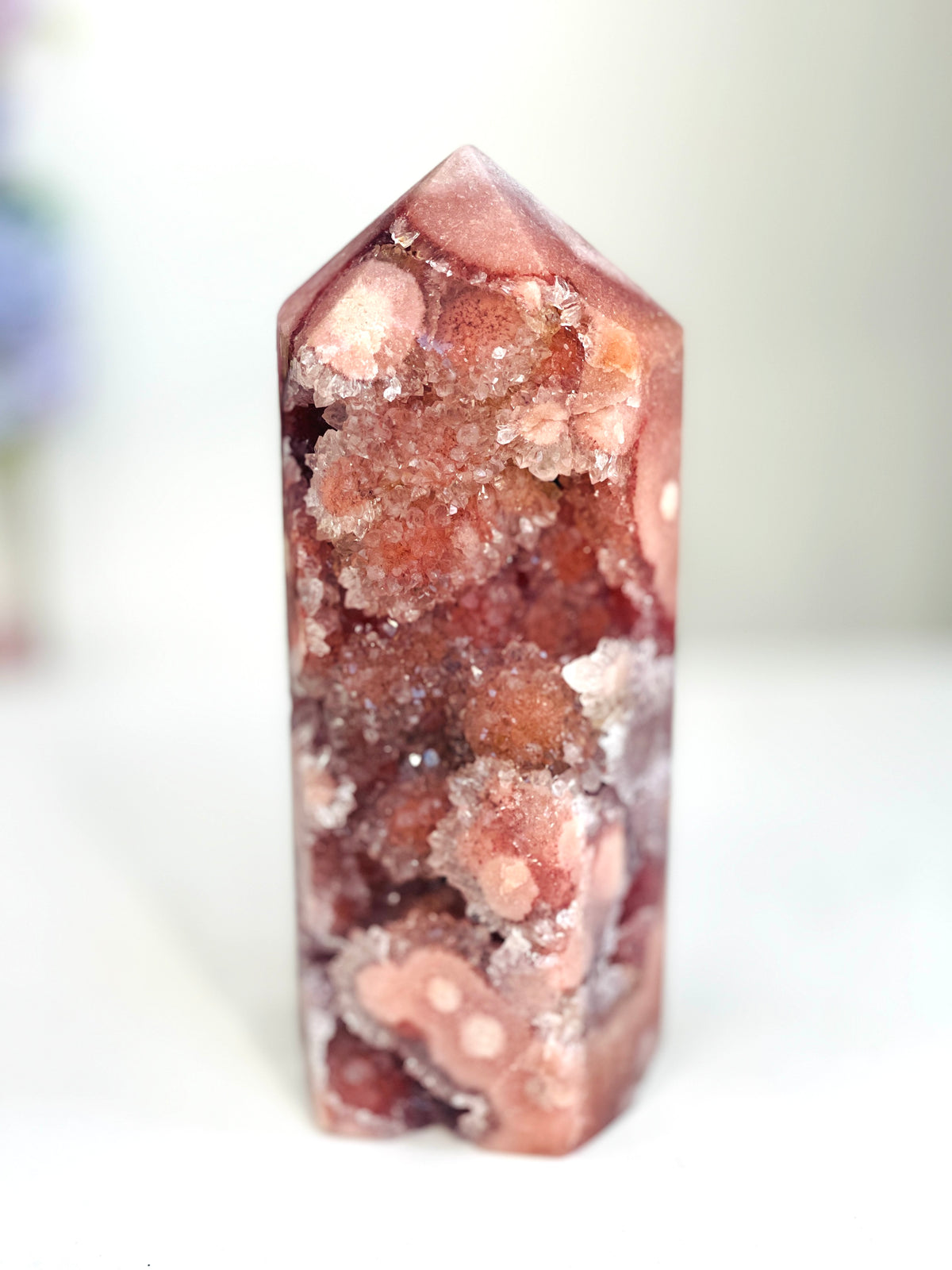 Brazilian Pink Amethyst Druzy Tower, 1.119 kg