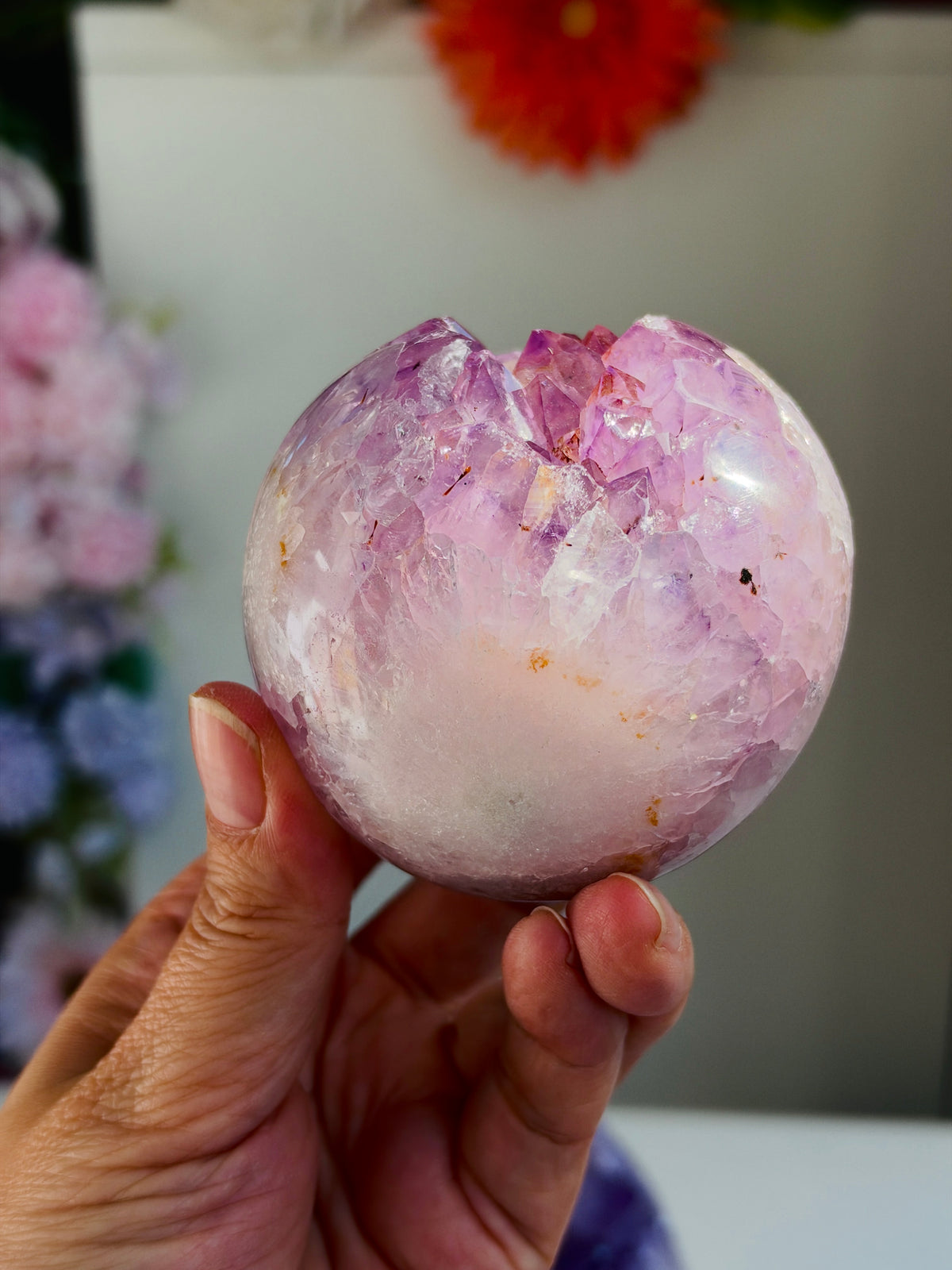 Pink Amethyst Druzy Sphere, 71 mm | 492 g