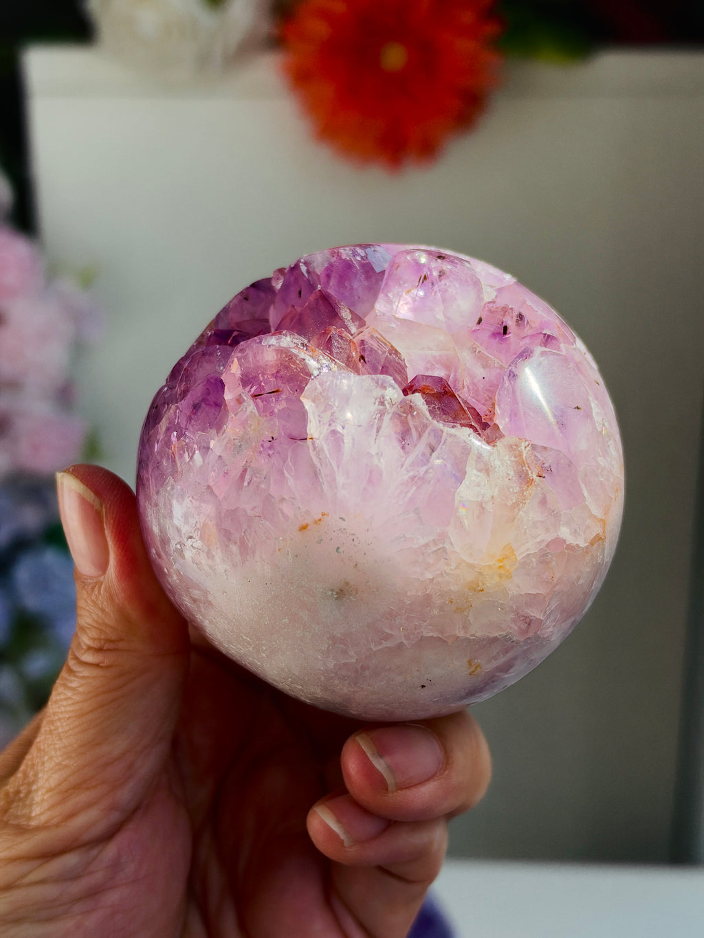 Pink Amethyst Druzy Sphere, 71 mm | 492 g