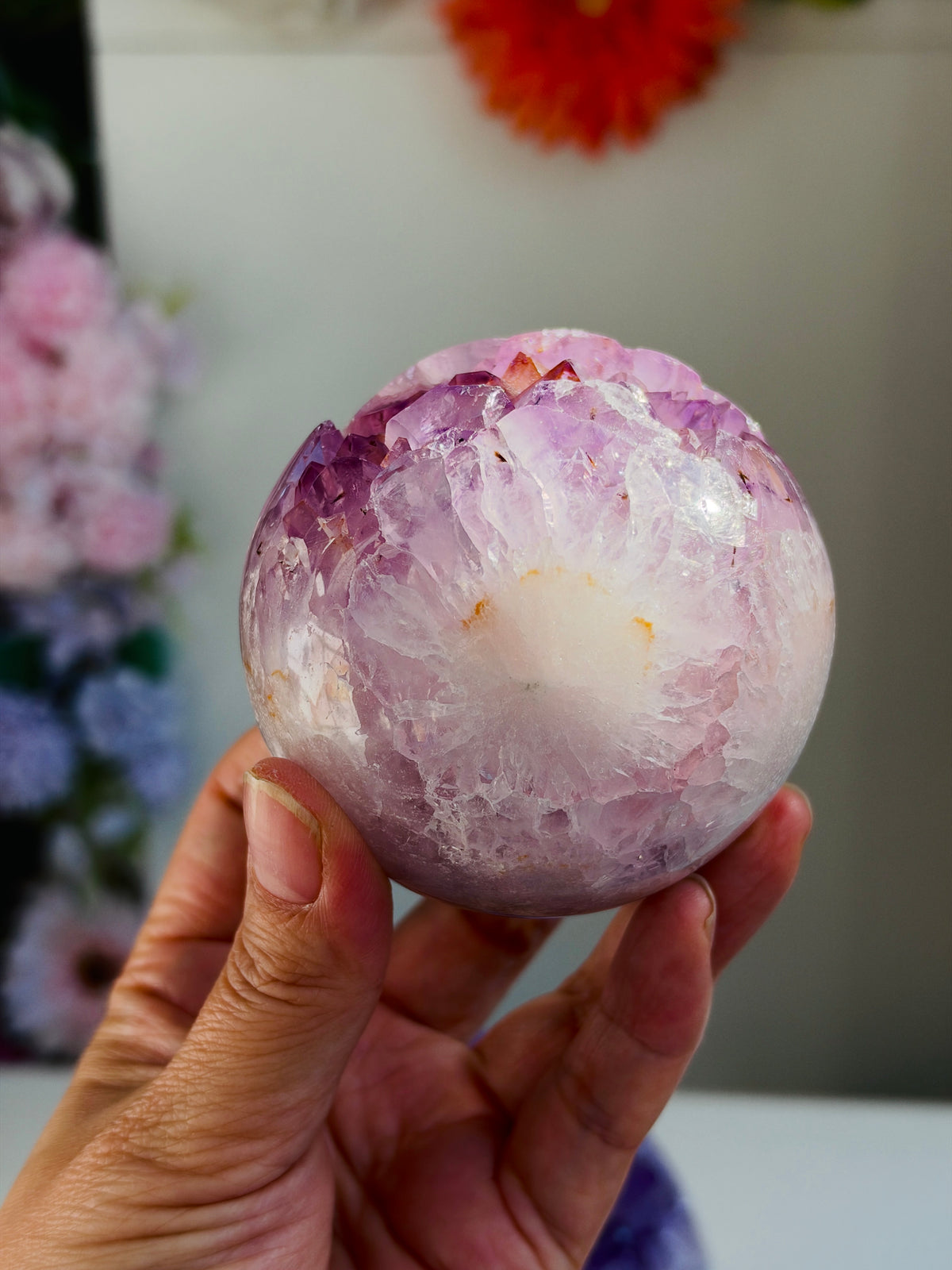 Pink Amethyst Druzy Sphere, 71 mm | 492 g