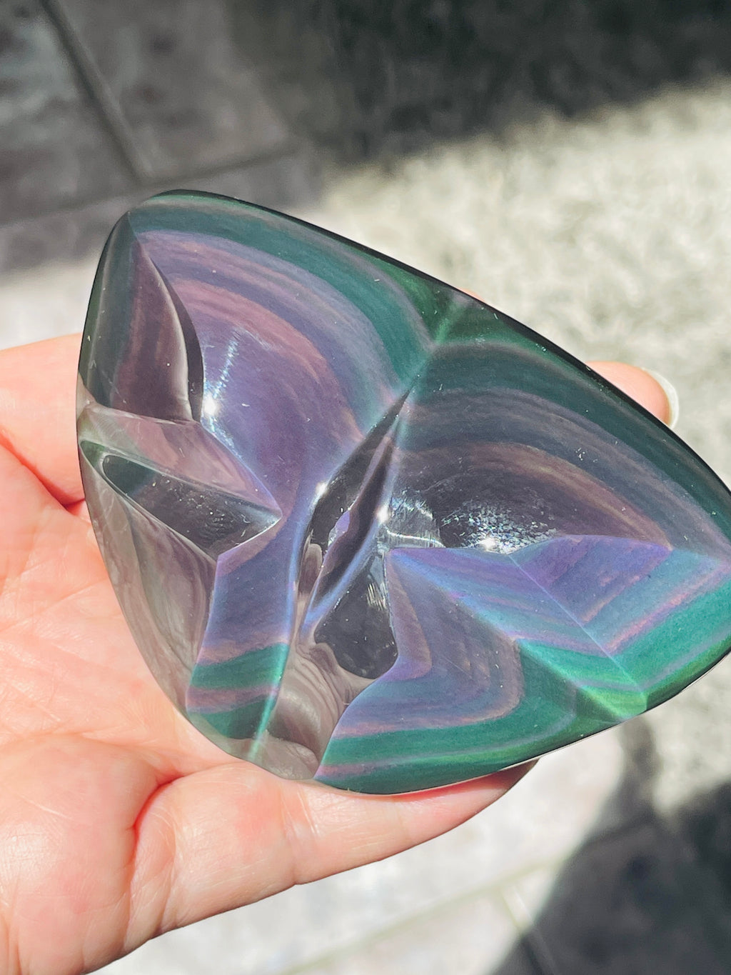 Rainbow Obsidian Butterfly Palm Stone II