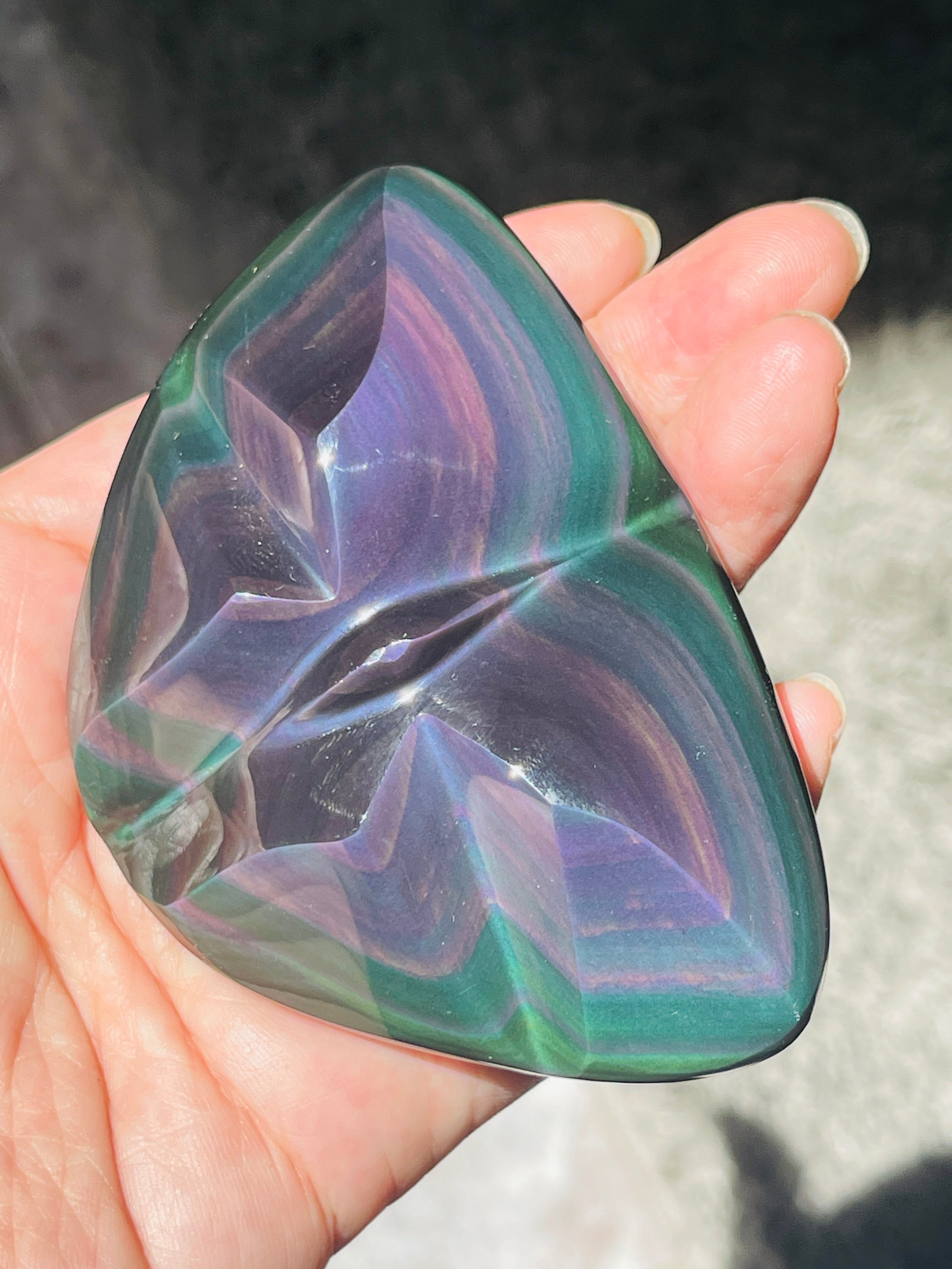 Rainbow Obsidian Butterfly Palm Stone II