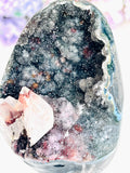 Rainbow Sugar Amethyst Geode – 356g Uruguayan Druzy Crystal Specimen