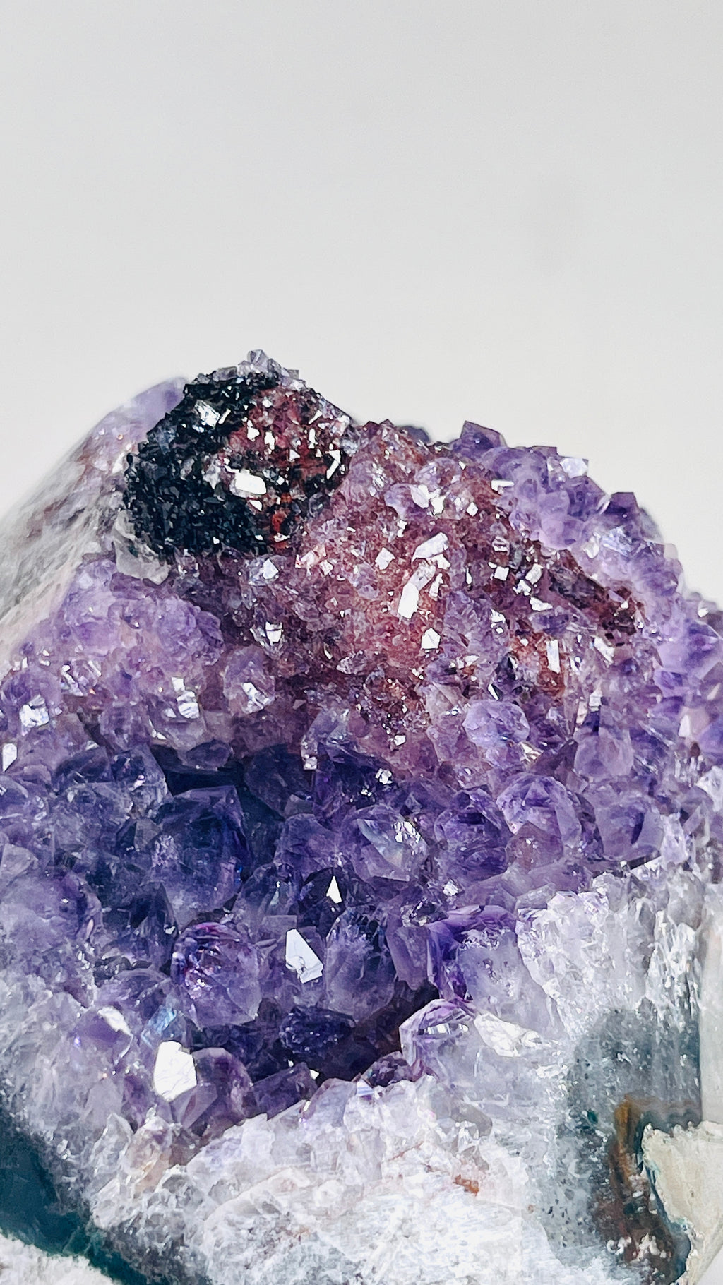 Uruguay Amethyst Flower Specimen with Hematite & Calcite