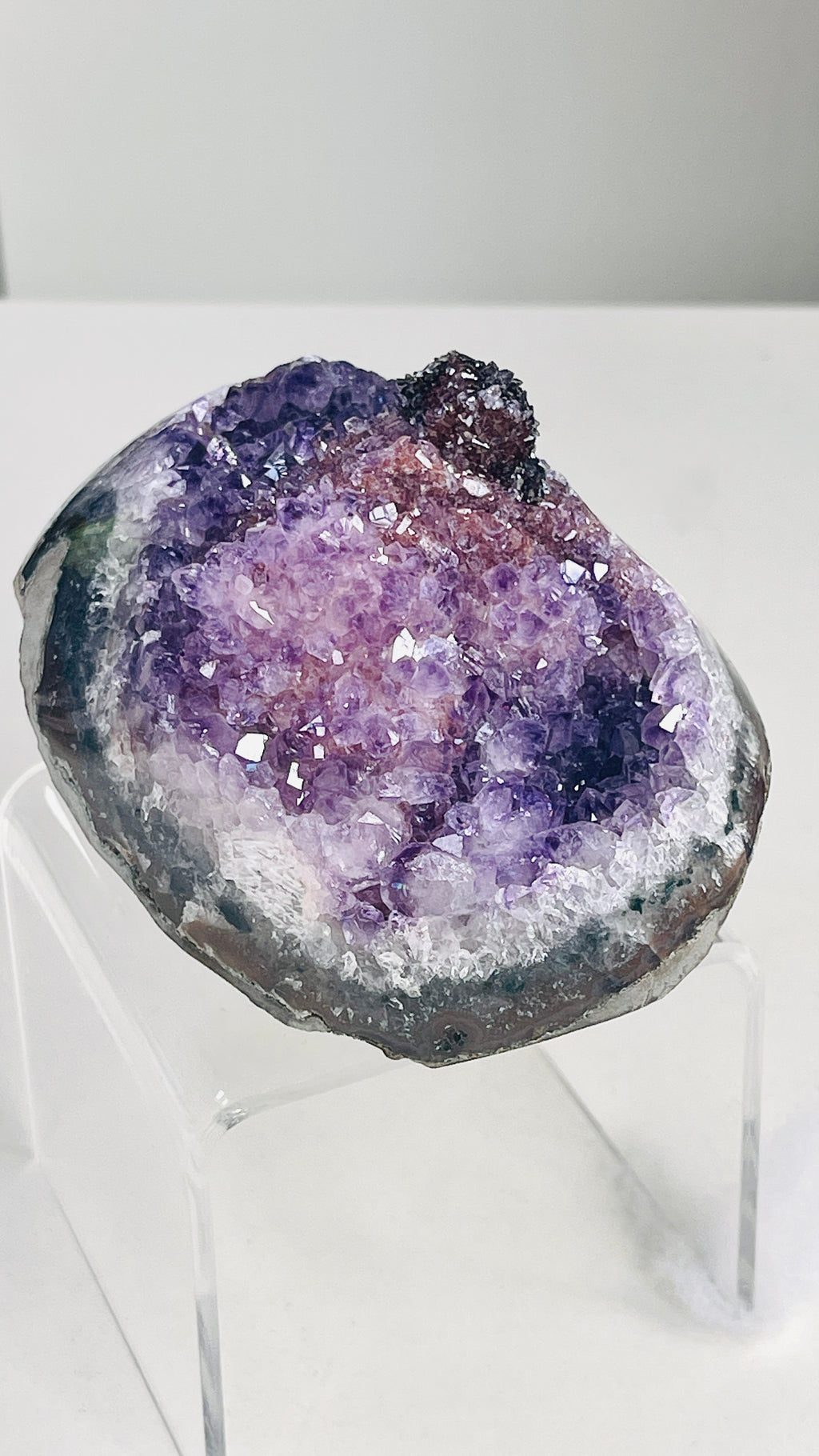 Uruguay Amethyst Flower Specimen with Hematite & Calcite