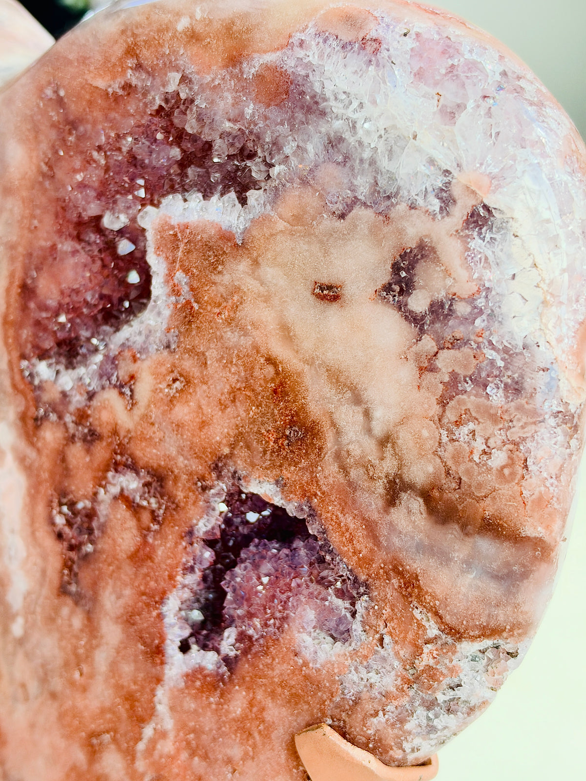 Large Brazilian Pink Amethyst Druzy Heart with Stand