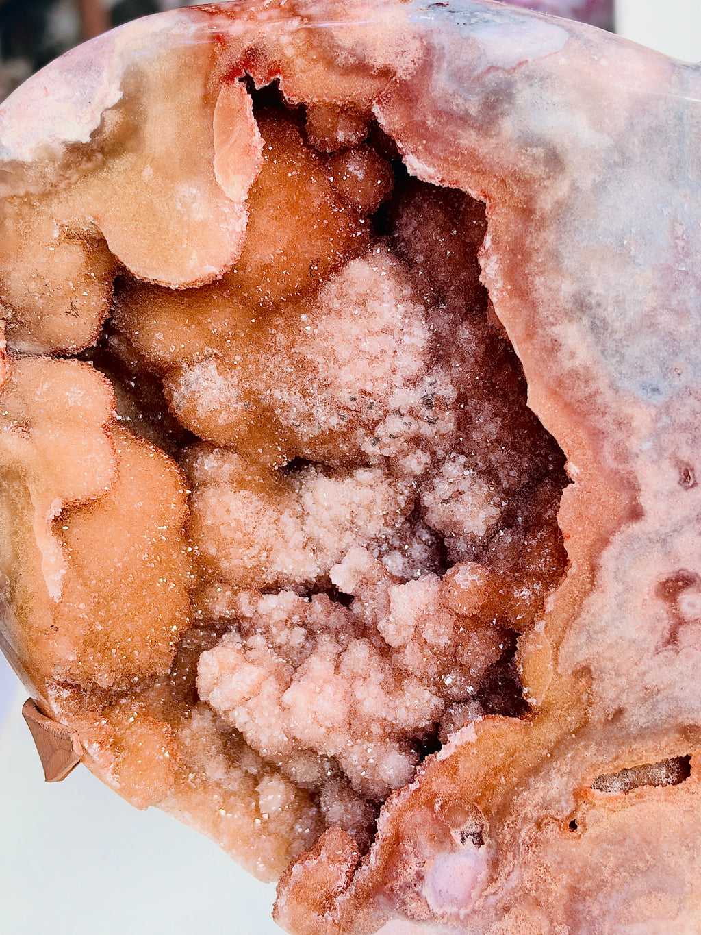 Large Brazilian Pink Amethyst Druzy Heart with Stand
