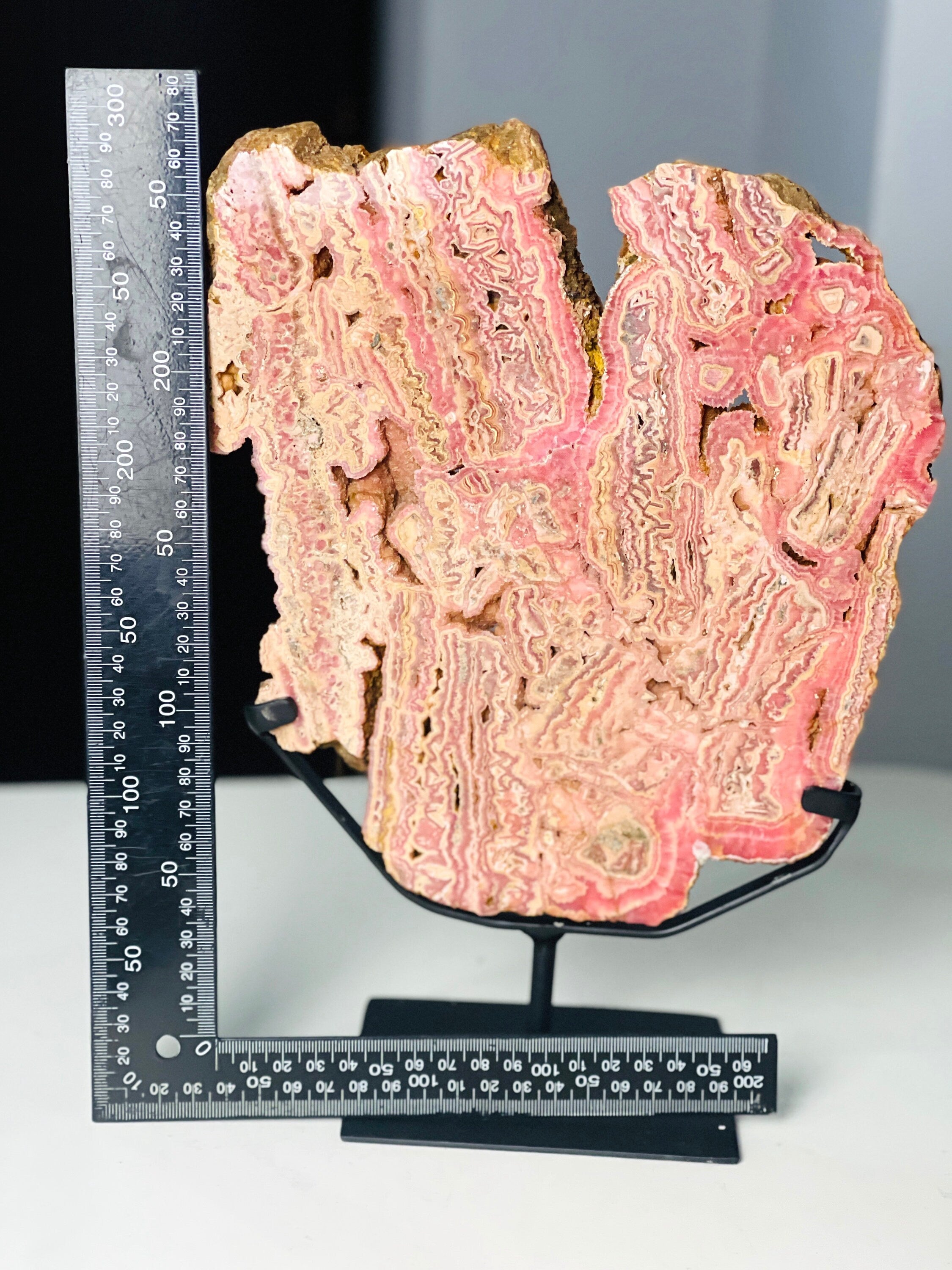 Natural 1.78kg Rhodochrosite Slab – AAA Grade Pink Crystal, Polished Both Sides | Capillitas Mine, Argentina