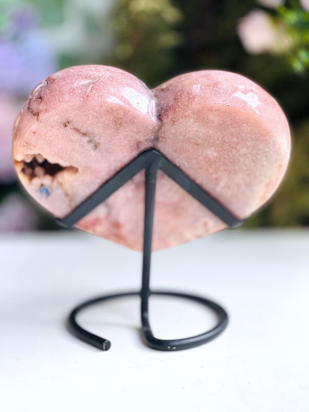 Pink Amethyst Heart, 2.9kg Statement Piece XXL Pink Amethyst Druzy Heart on Metal Stand, Pink Amethyst Crystal Heart,  Crystal Gift,