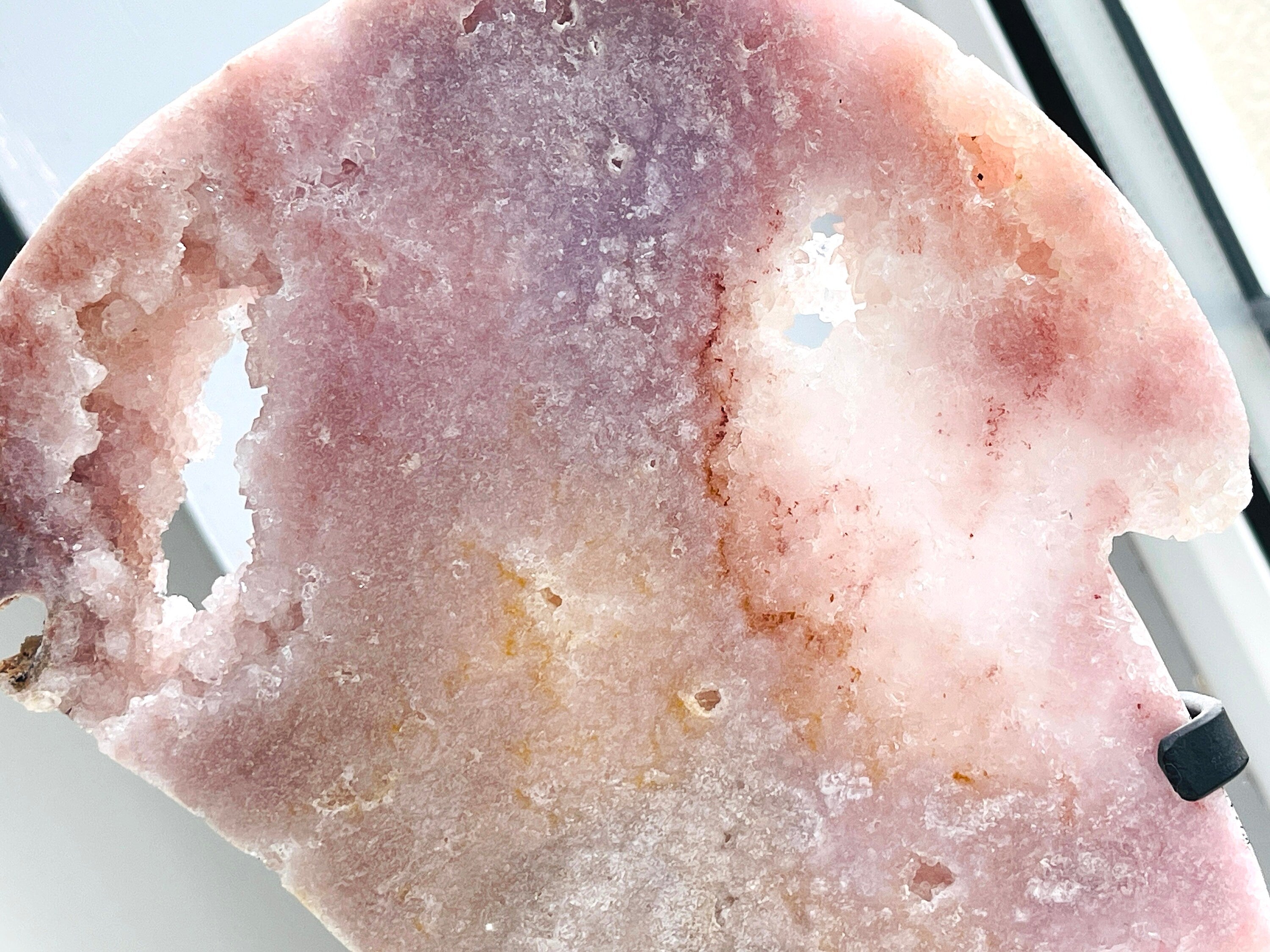 Pink Amethyst Angel Wings on Stand | Druzy Slab | Crystal Gift & Home Décor