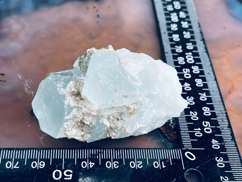 103g Natural Blue Aquamarine with Muscovite – Rare Raw Beryl Crystal from Skardu, Pakistan | Collector’s Mineral Specimen | Crystal Gift