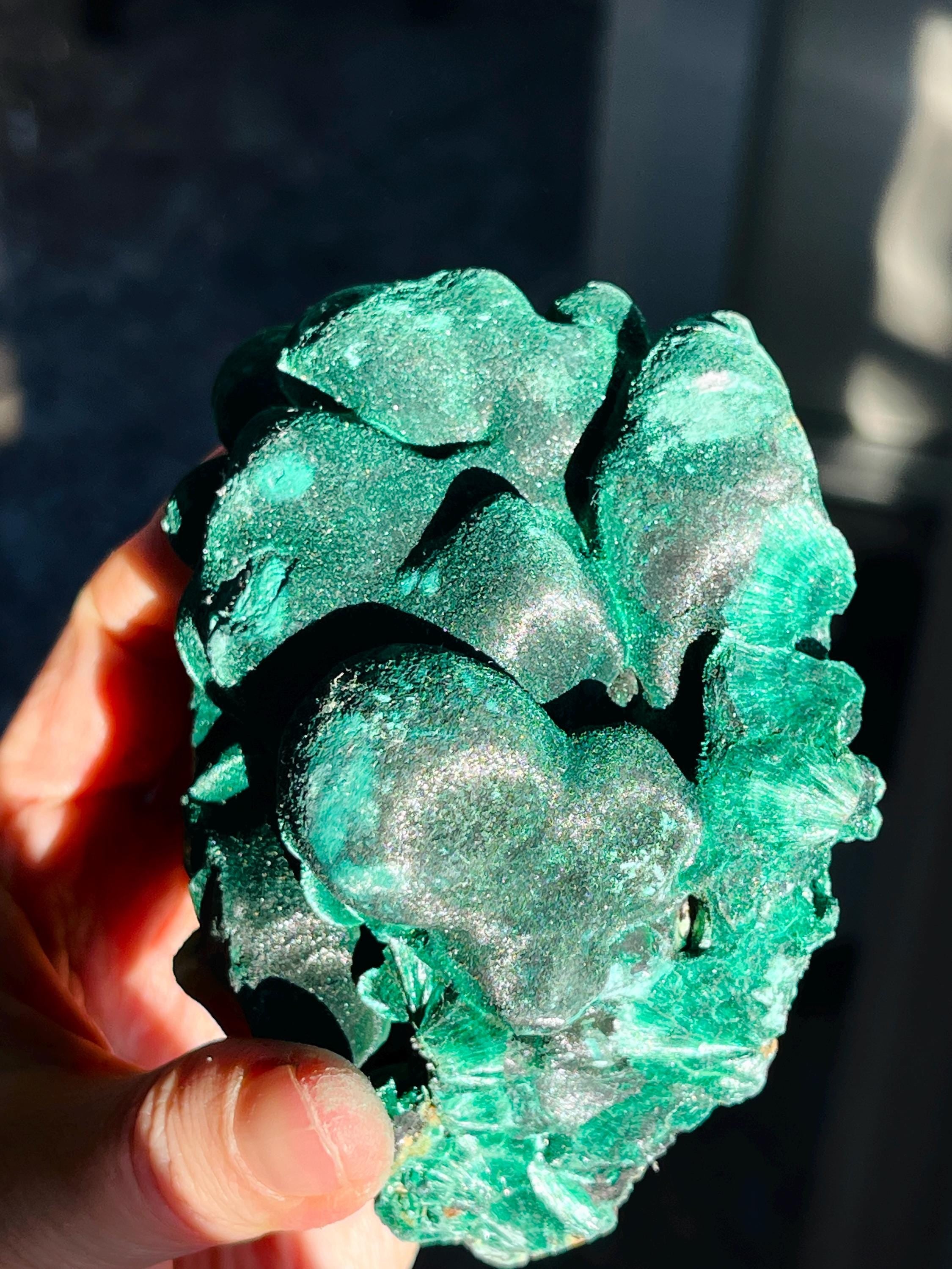 Malachite Specimen, 669g Unique Velvet Cat eye Malachite, Rare Malachite Specimen, Raw Malachite Specimen, Crystal Gift, Unique Gift