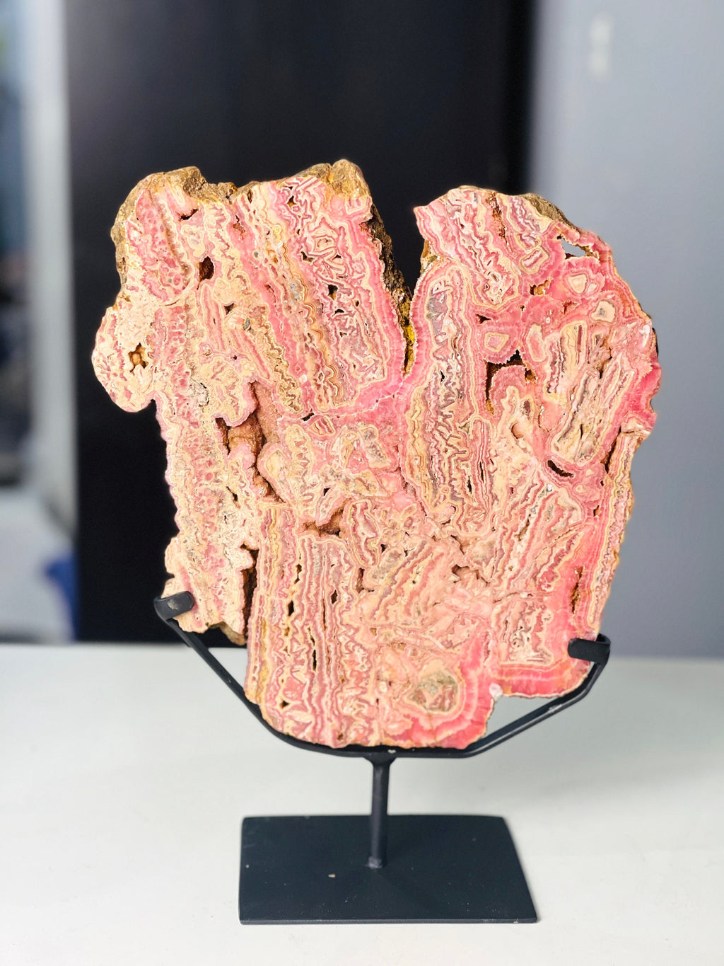 Natural 1.78kg Rhodochrosite Slab – AAA Grade Pink Crystal, Polished Both Sides | Capillitas Mine, Argentina