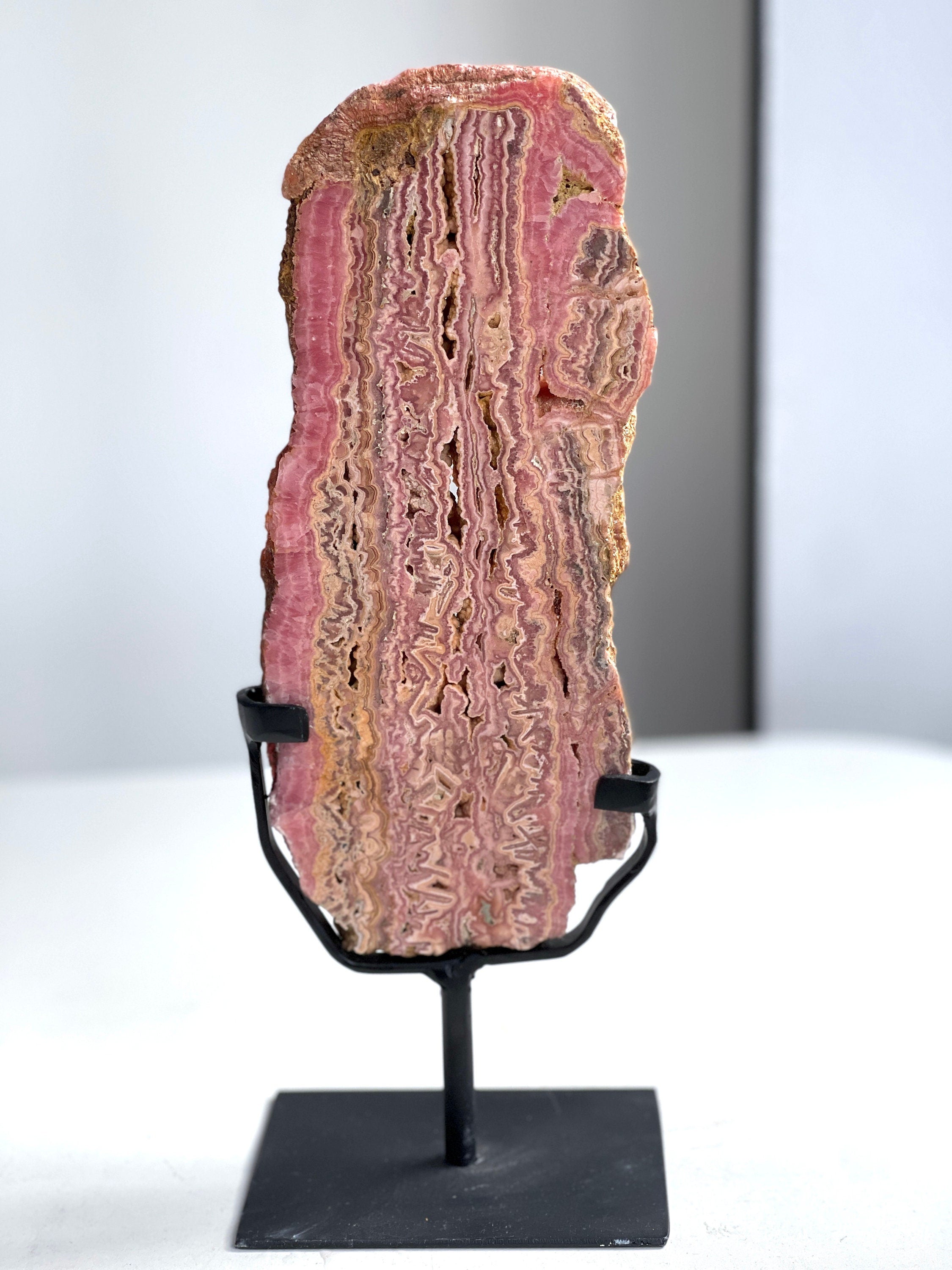 769g Rhodochrosite Slab, Unique Argentina Pink Rhodochrosite Crystal, Natural Mineral for Collection, Healing Stone, Gift for Crystal Lovers
