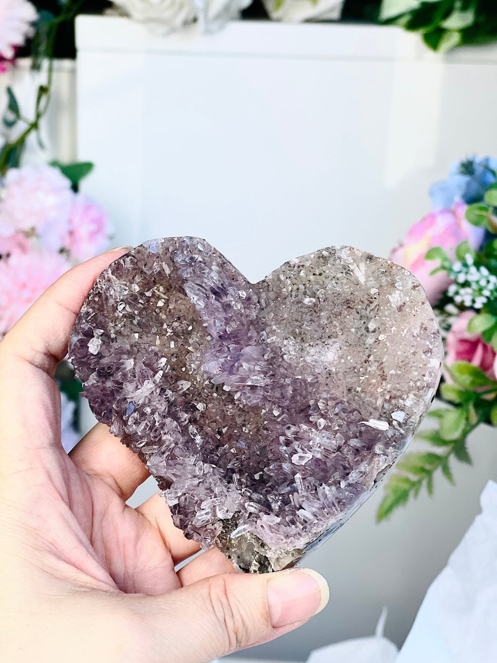 Amethyst Flower Heart 5 - Million Years Crystal