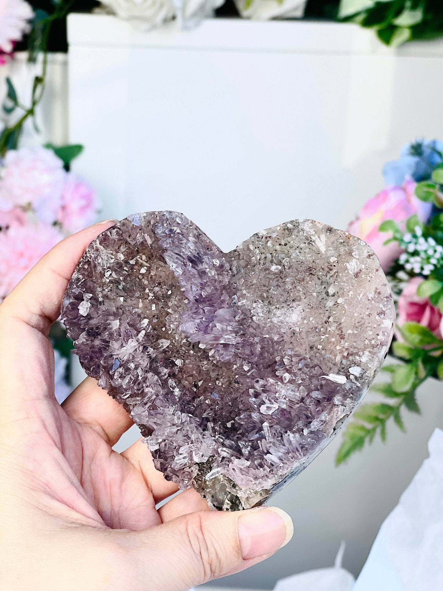 Amethyst Flower Heart 5 - Million Years Crystal