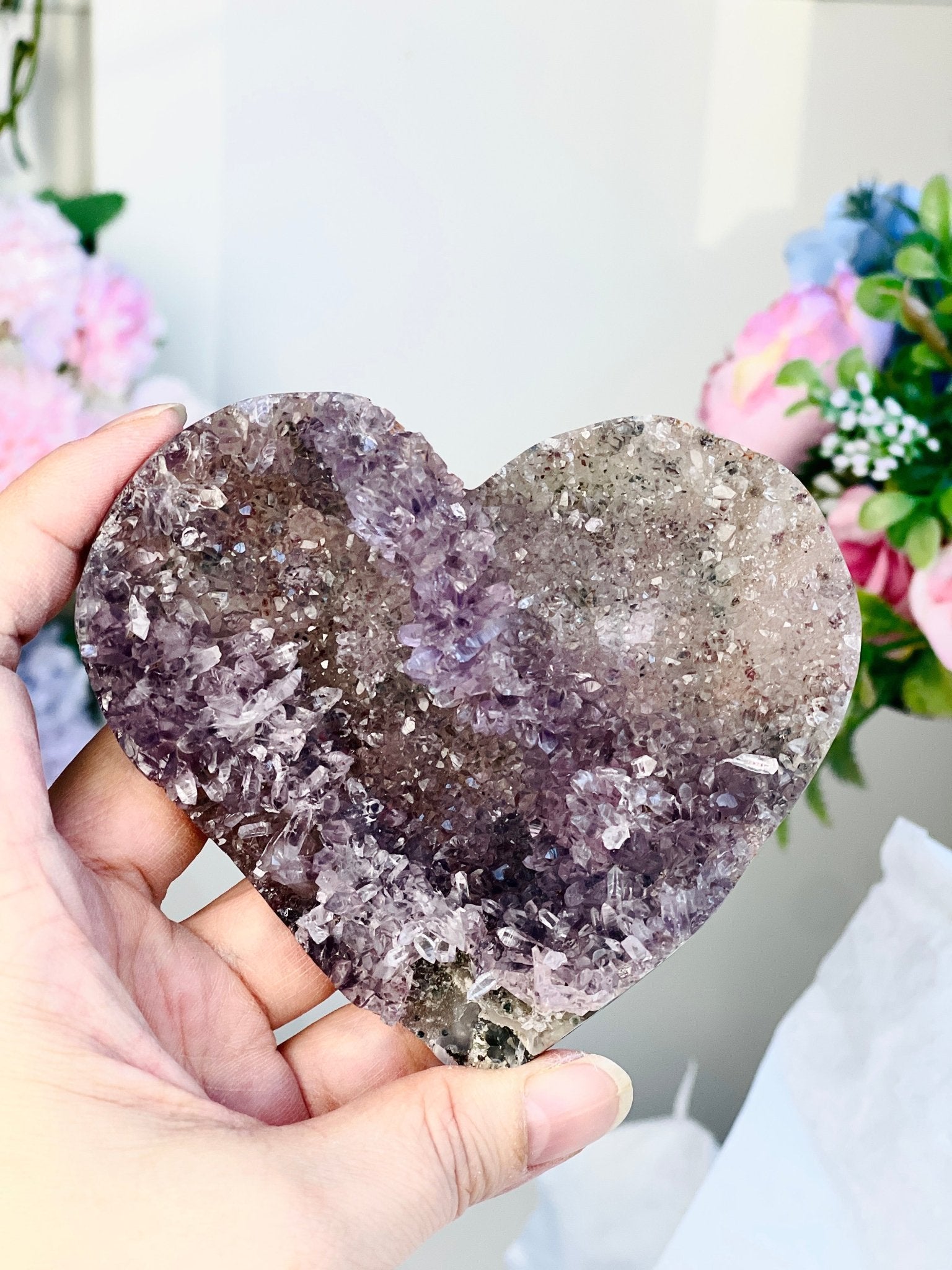Amethyst Flower Heart 5 - Million Years Crystal